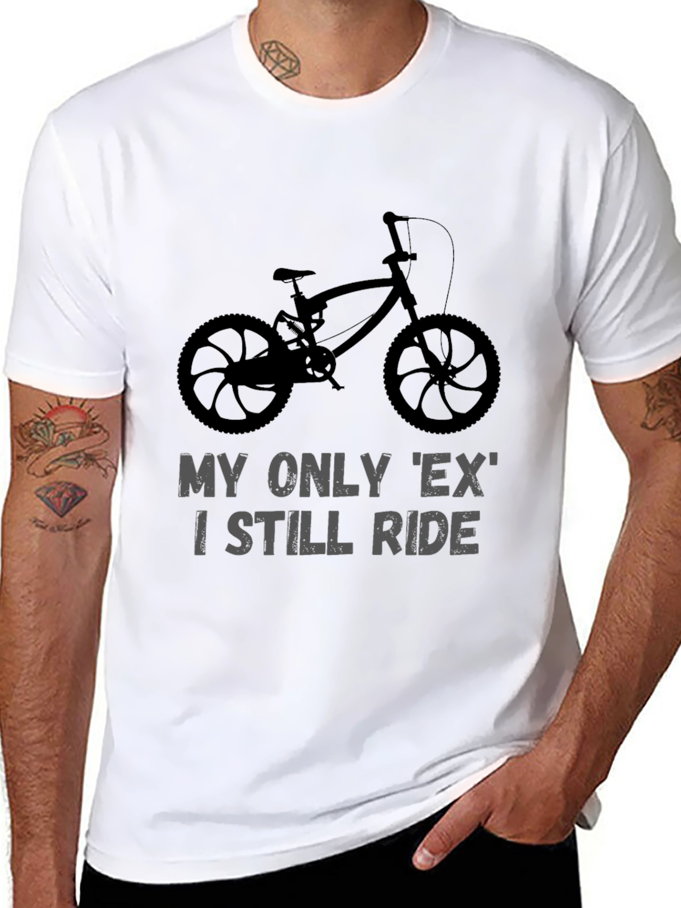 Black My Only Ex I Still Ride Bike T-Shirt view 8
