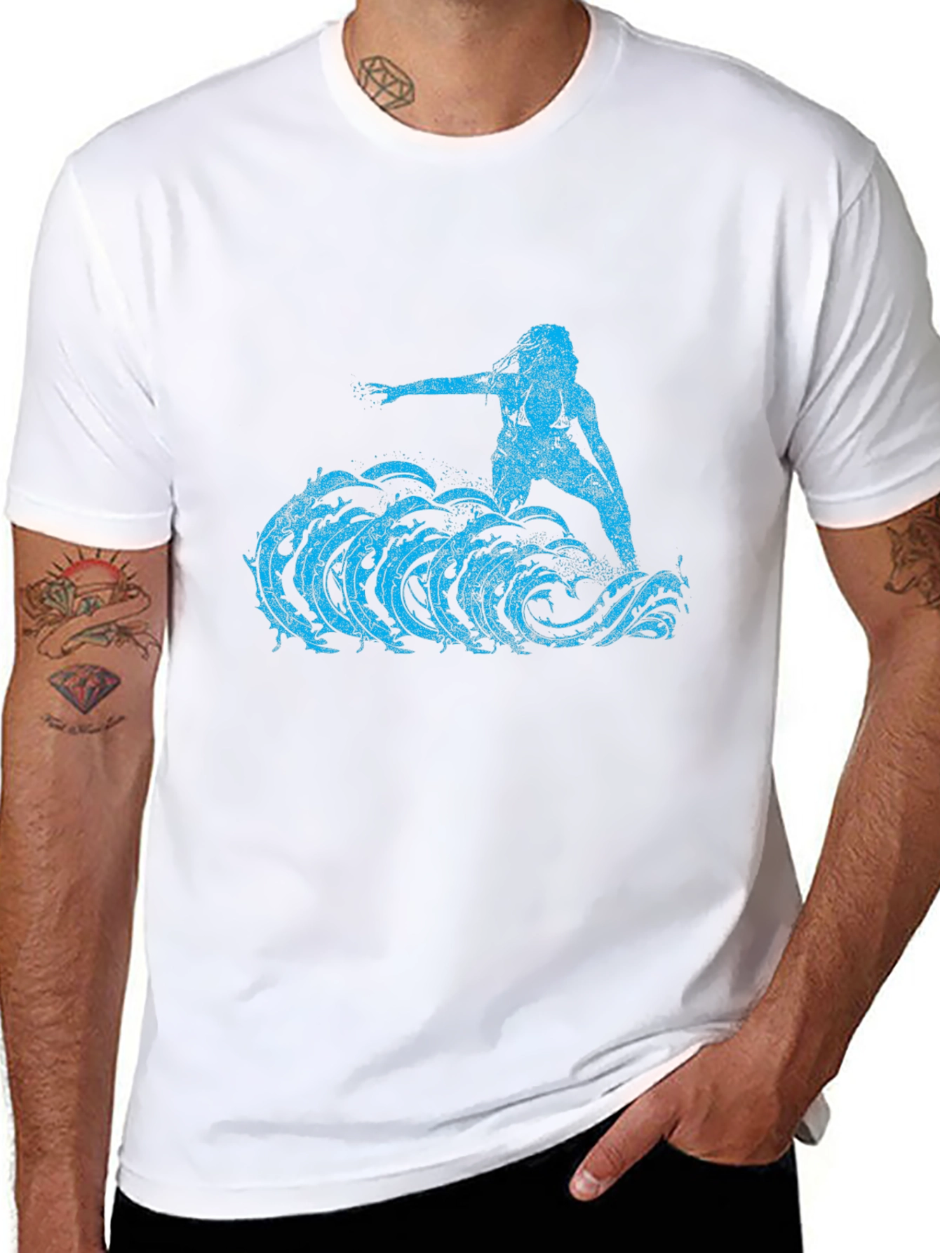 Black Surfer Girl Tee - Black Cotton Graphic T-Shirt view 8