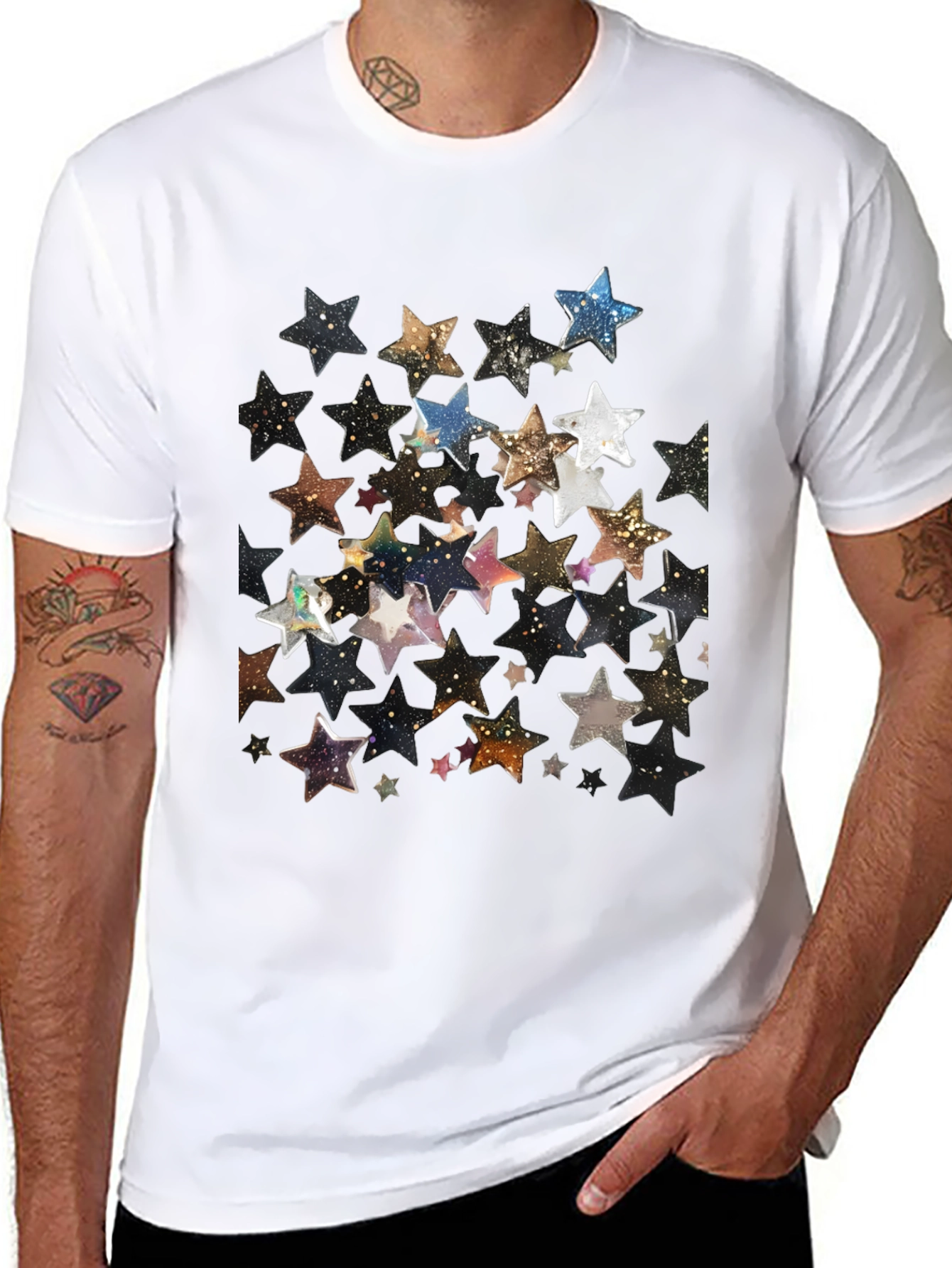 Black Starry Night Black T-Shirt view 8