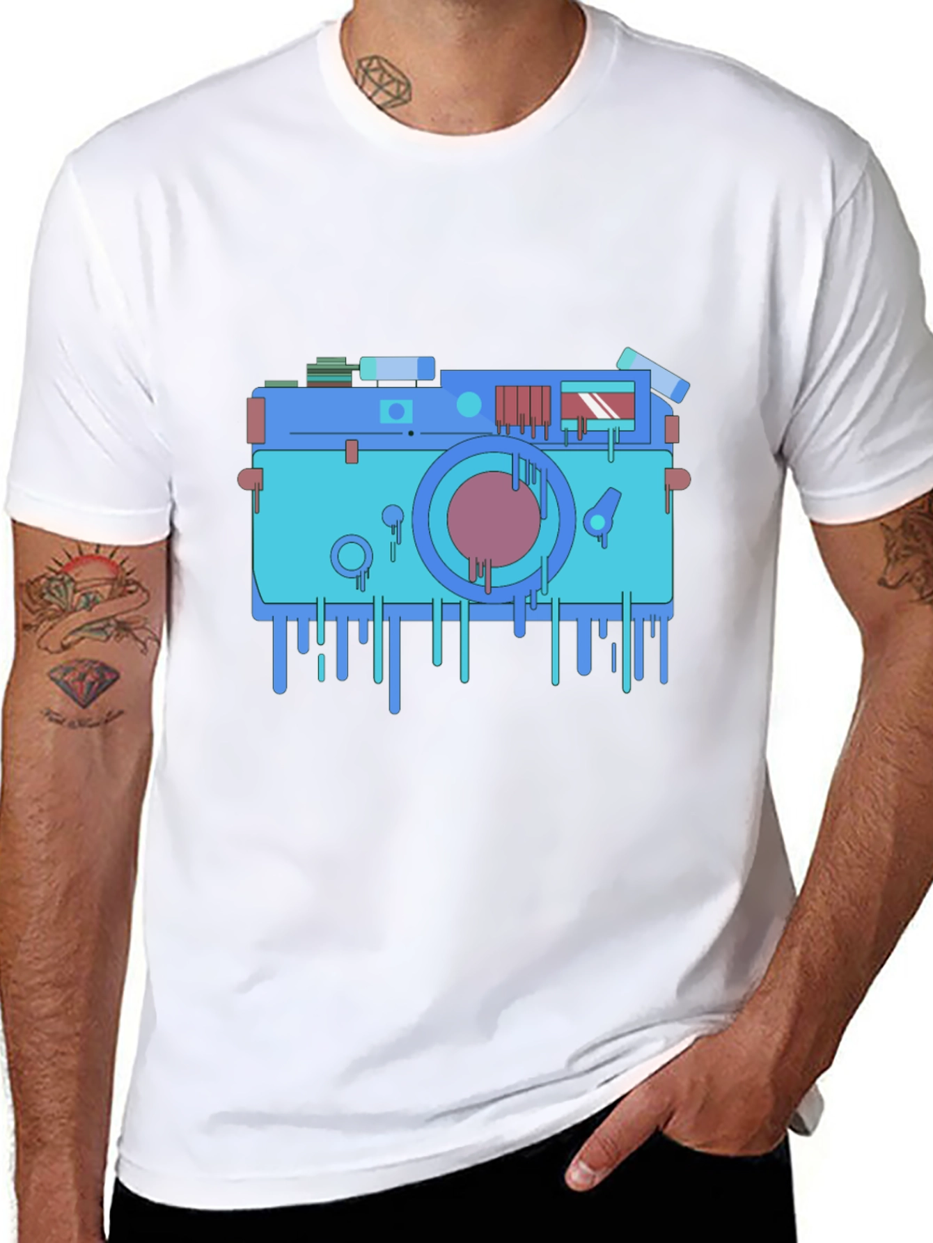 Black Retro Camera Graphic Tee - Cool Photo Lover Shirt view 8