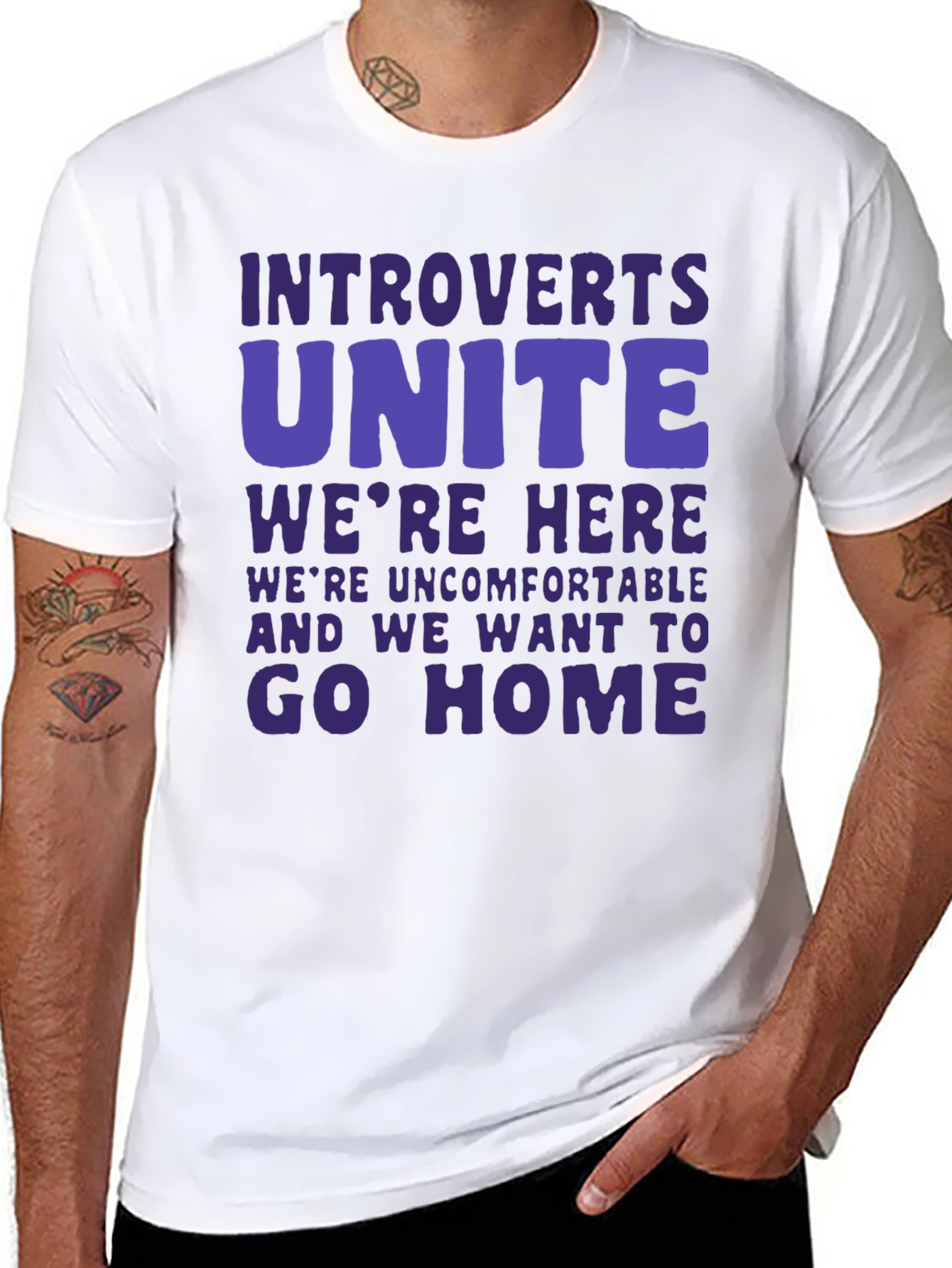 Black Introvert Unite Funny Graphic T-Shirt view 8
