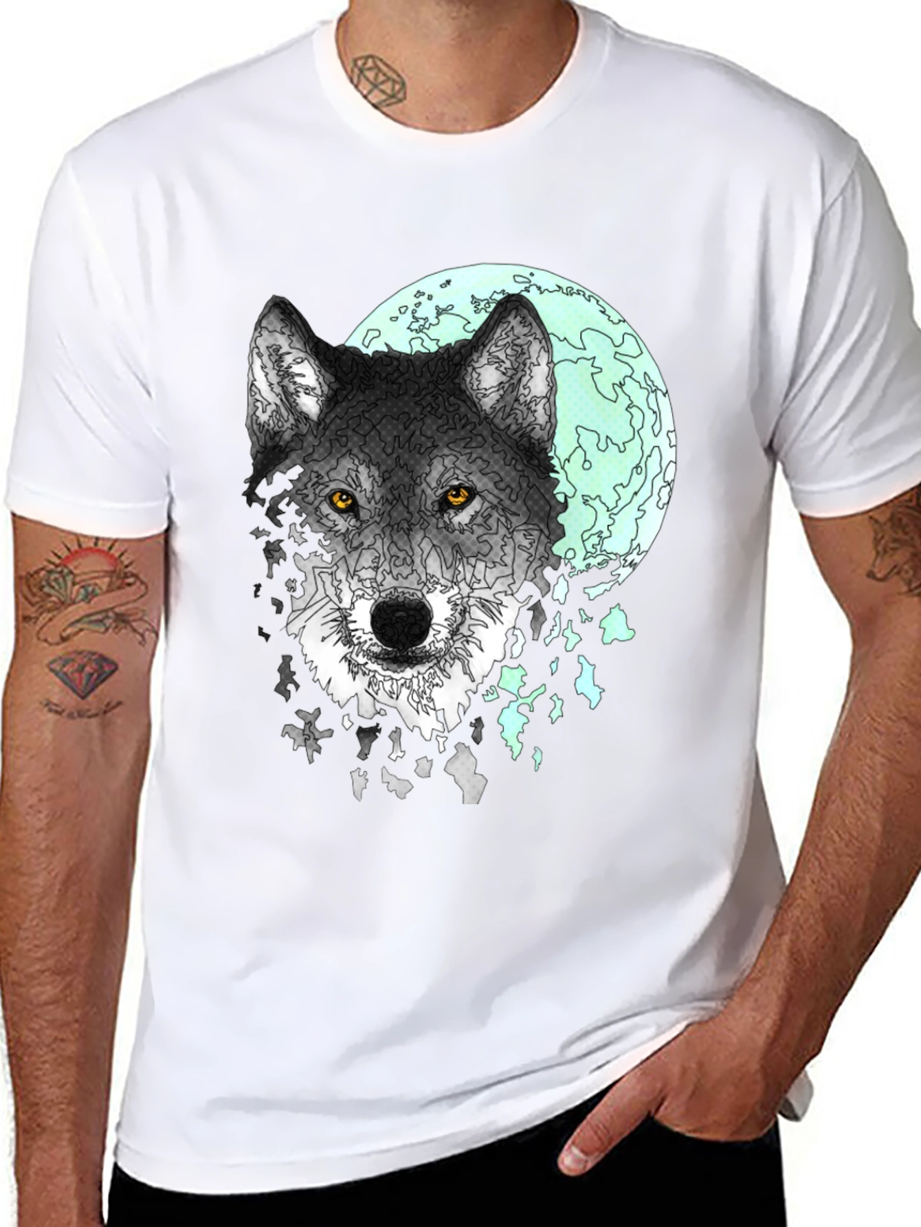 Black Wolf Moon Graphic Tee - Men's Black T-Shirt view 8