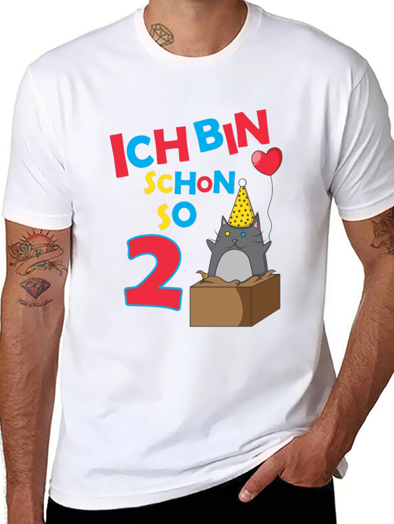 Black Ich Bin Schon So 2 Birthday Cat T-Shirt view 8