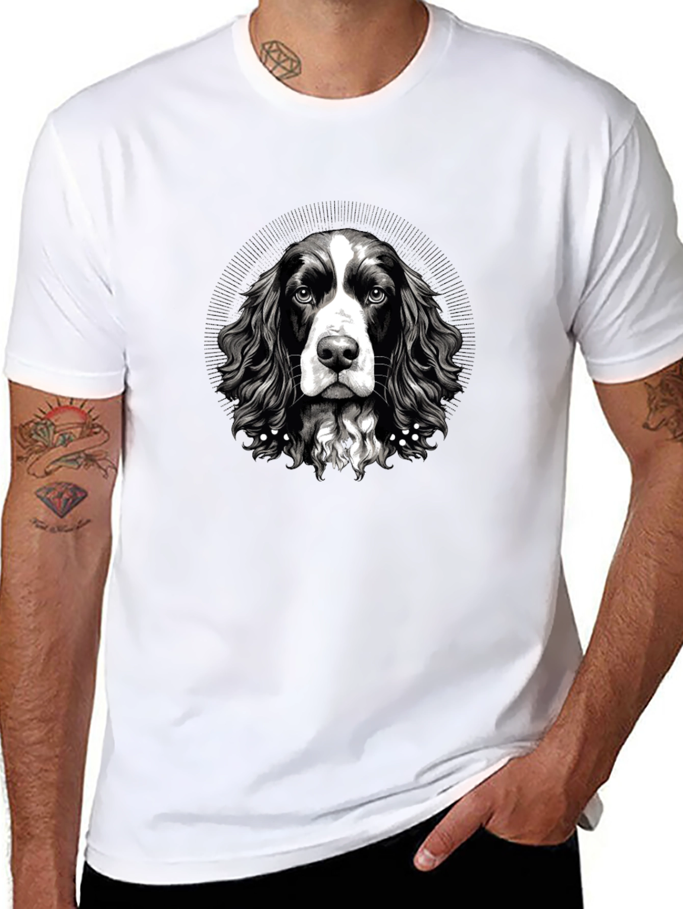 Black Dog Portrait Black T-Shirt - Men's Graphic Tee view 8