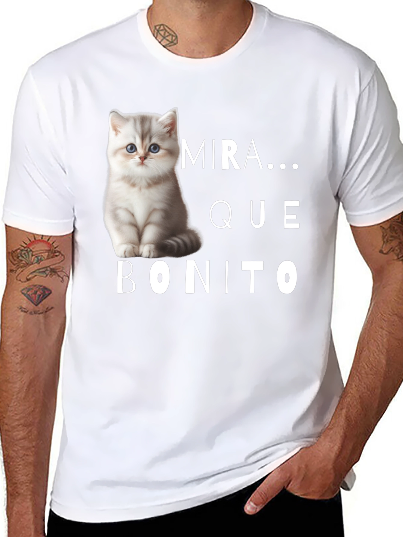 Black Cute Cat T-Shirt - Mira Que Bonito! view 8