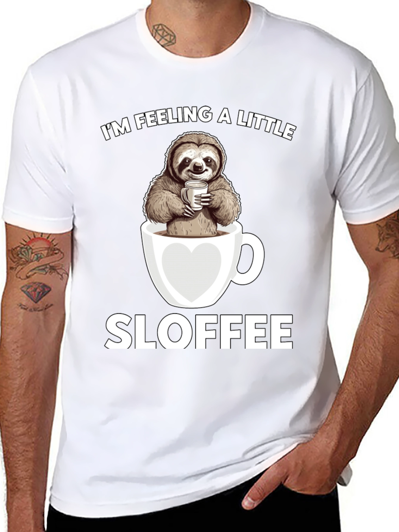 Black Sloth Coffee Graphic Tee - "Sloffee" Funny T-Shirt view 8