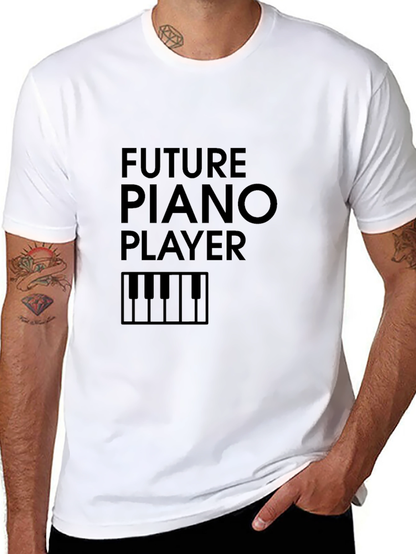 Black Future Piano Player Graphic Tee view 8
