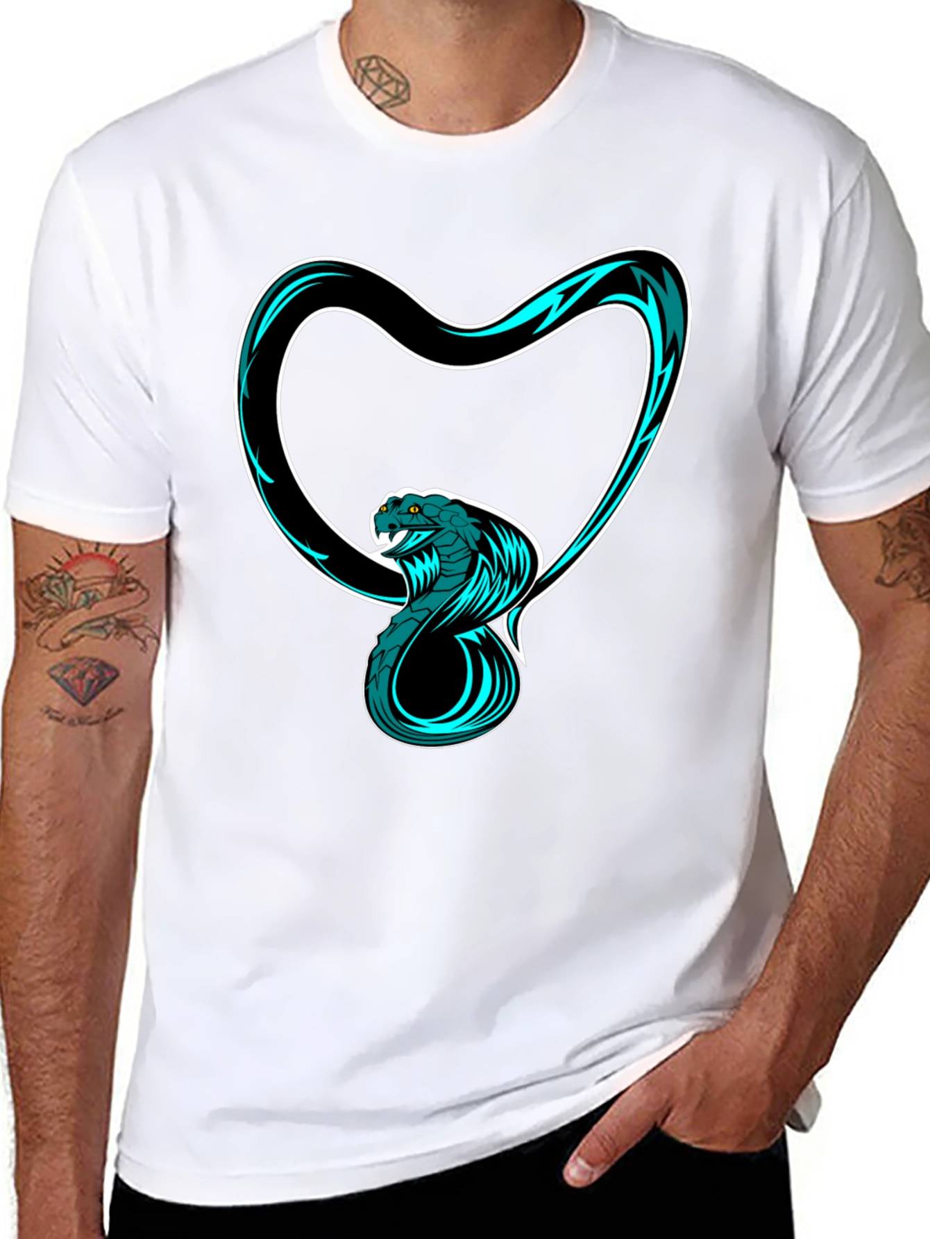 Black Cobra Heart Graphic Tee - Stylish Black T-Shirt view 8