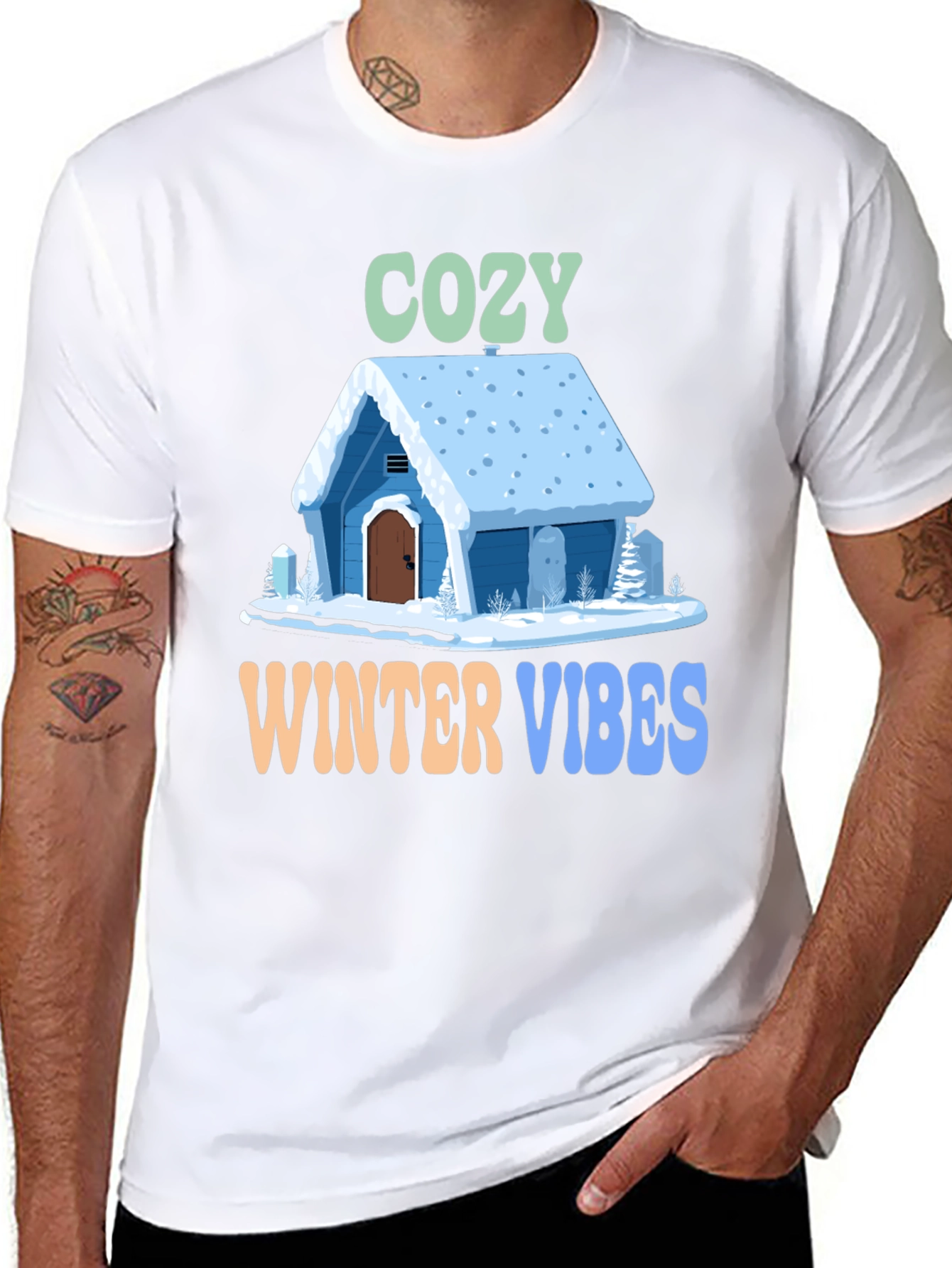 Black Cozy Winter Vibes Graphic Tee view 8