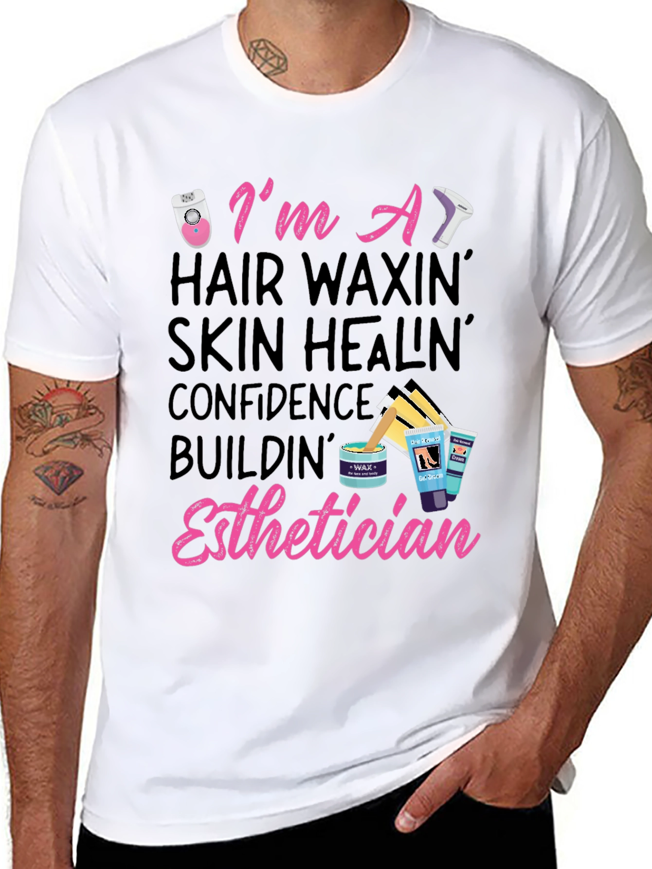 Esthetician T-Shirt: Hair Waxing, Skin Healing - 8