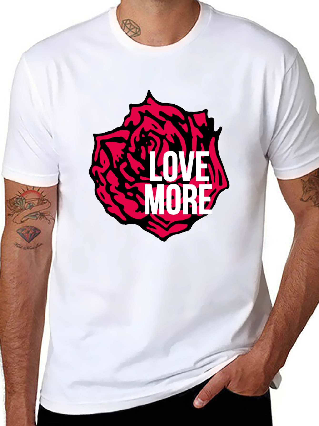 Black Love More Rose Graphic Tee - Stylish Black T-Shirt view 8