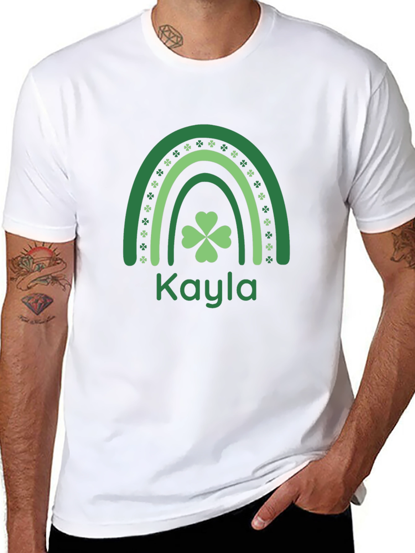 Black Kayla St. Patrick's Day Shamrock Rainbow T-Shirt view 8