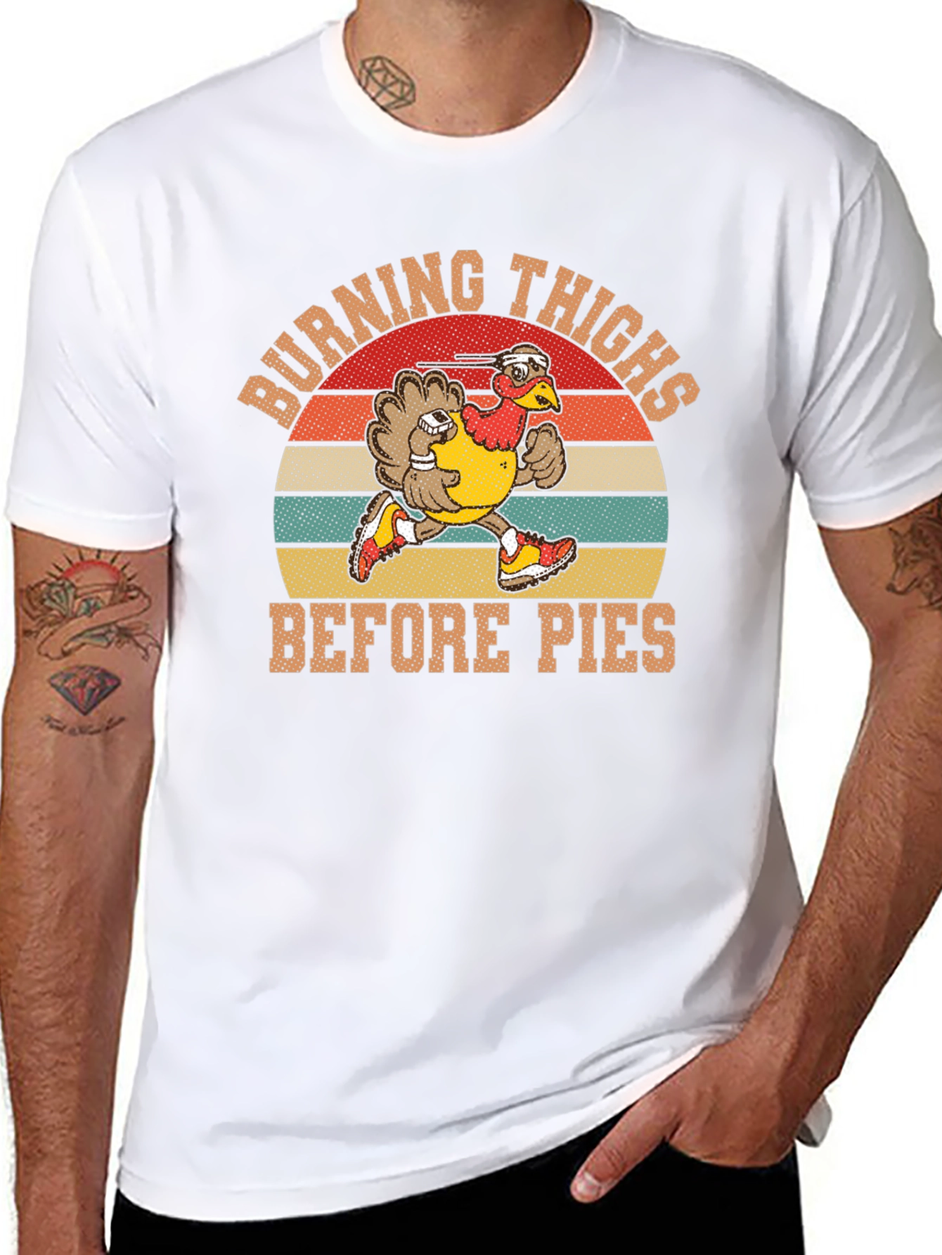 Black Burning Thighs Before Pies Turkey Thanksgiving T-Shirt view 8