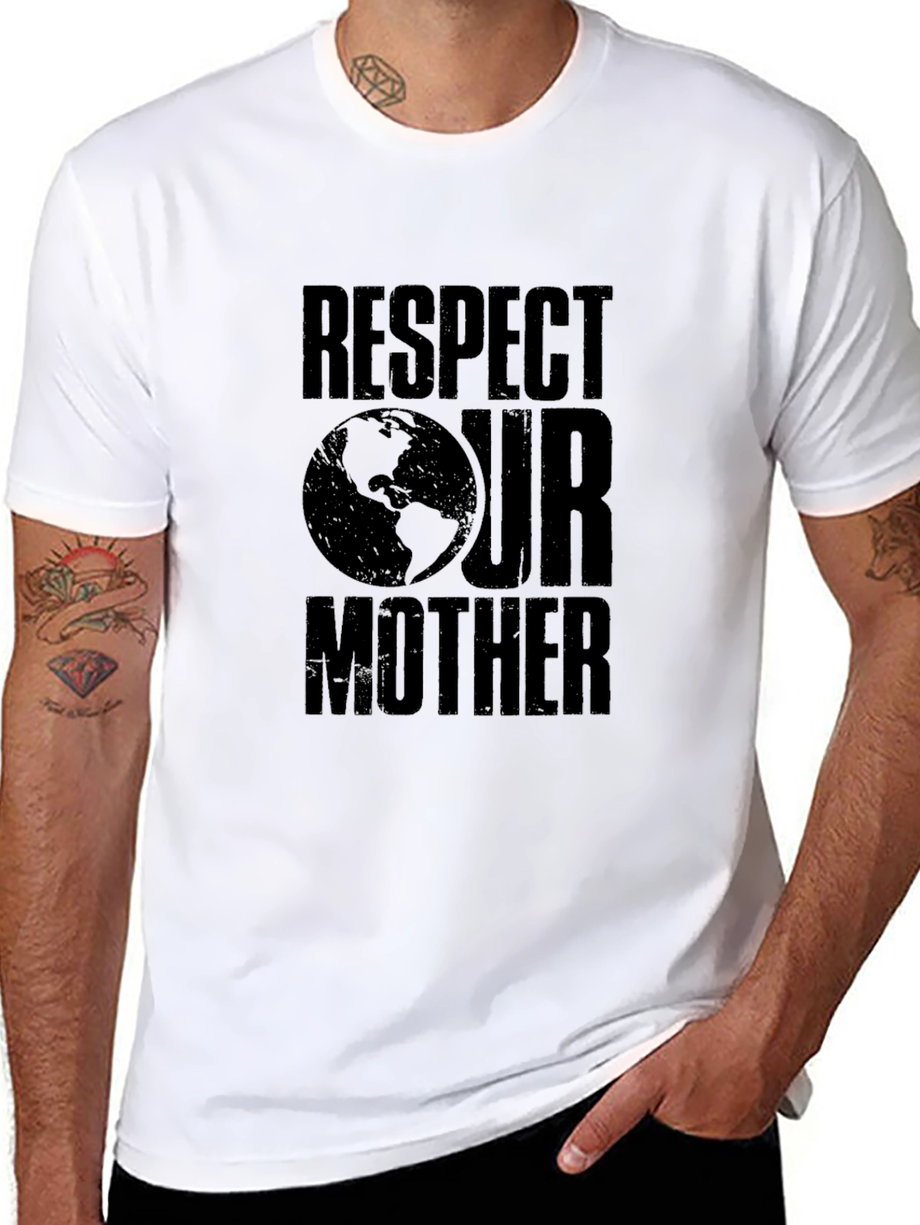 Black Respect Our Mother Earth Graphic Tee - Black view 8