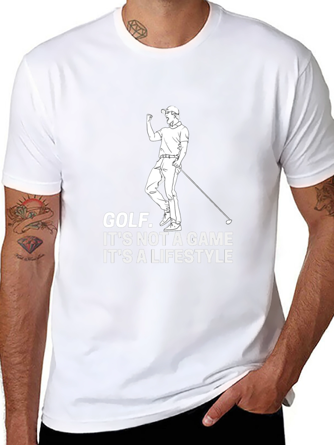 Black Golf Lifestyle T-Shirt - Black Cotton Graphic Tee view 8