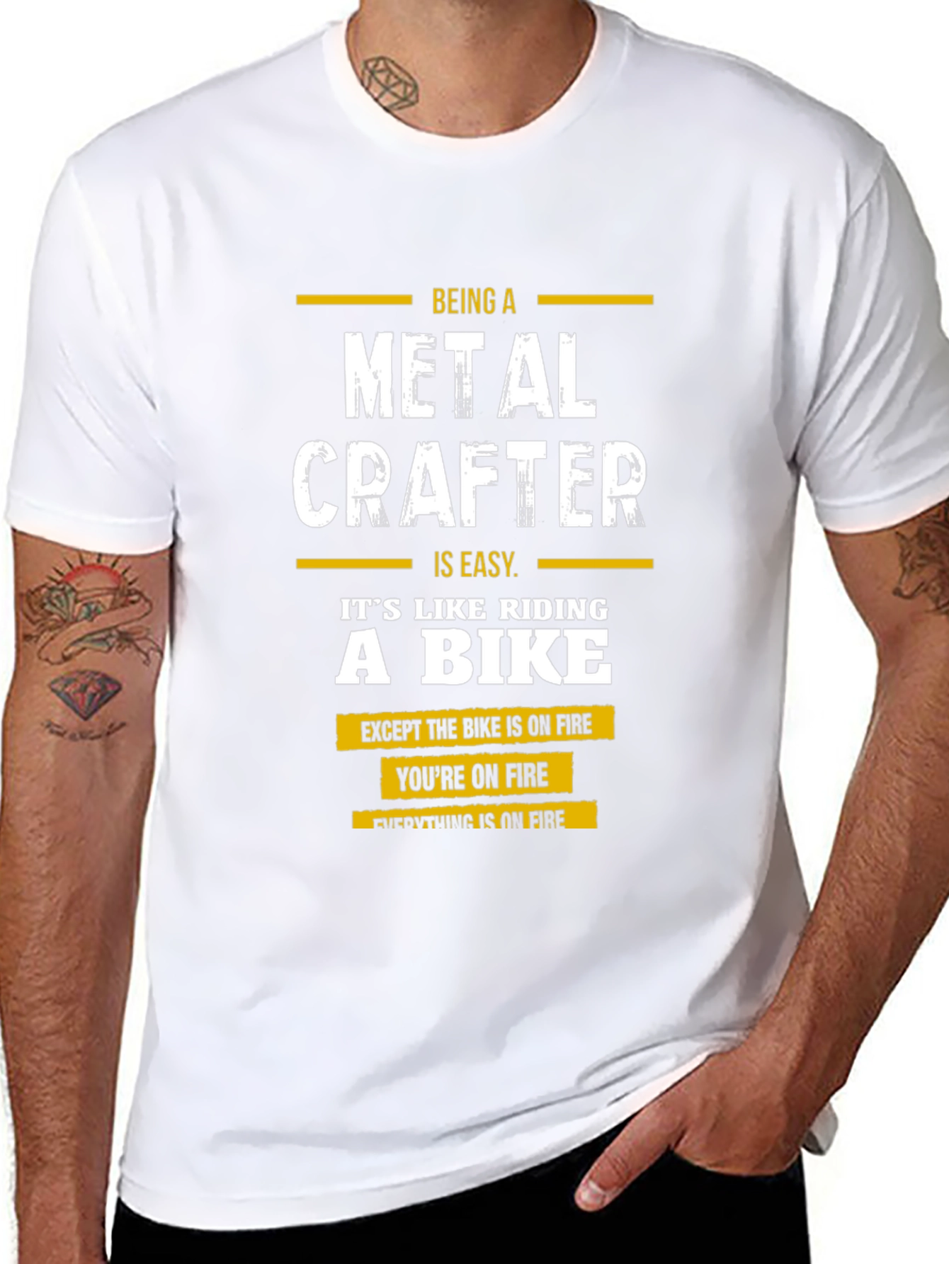 Black Metal Crafter T-Shirt: Riding a Bike on Fire! view 8