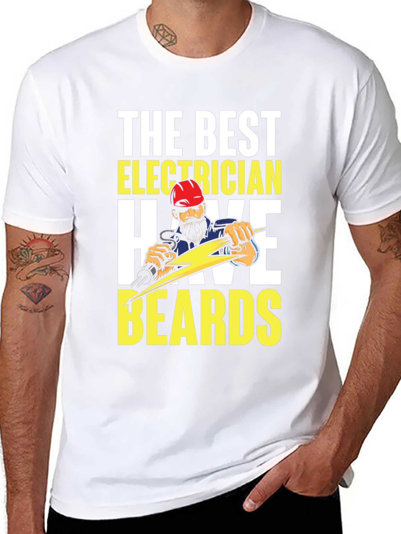 Black Bearded Electrician T-Shirt - Funny Electrician Gift view 8