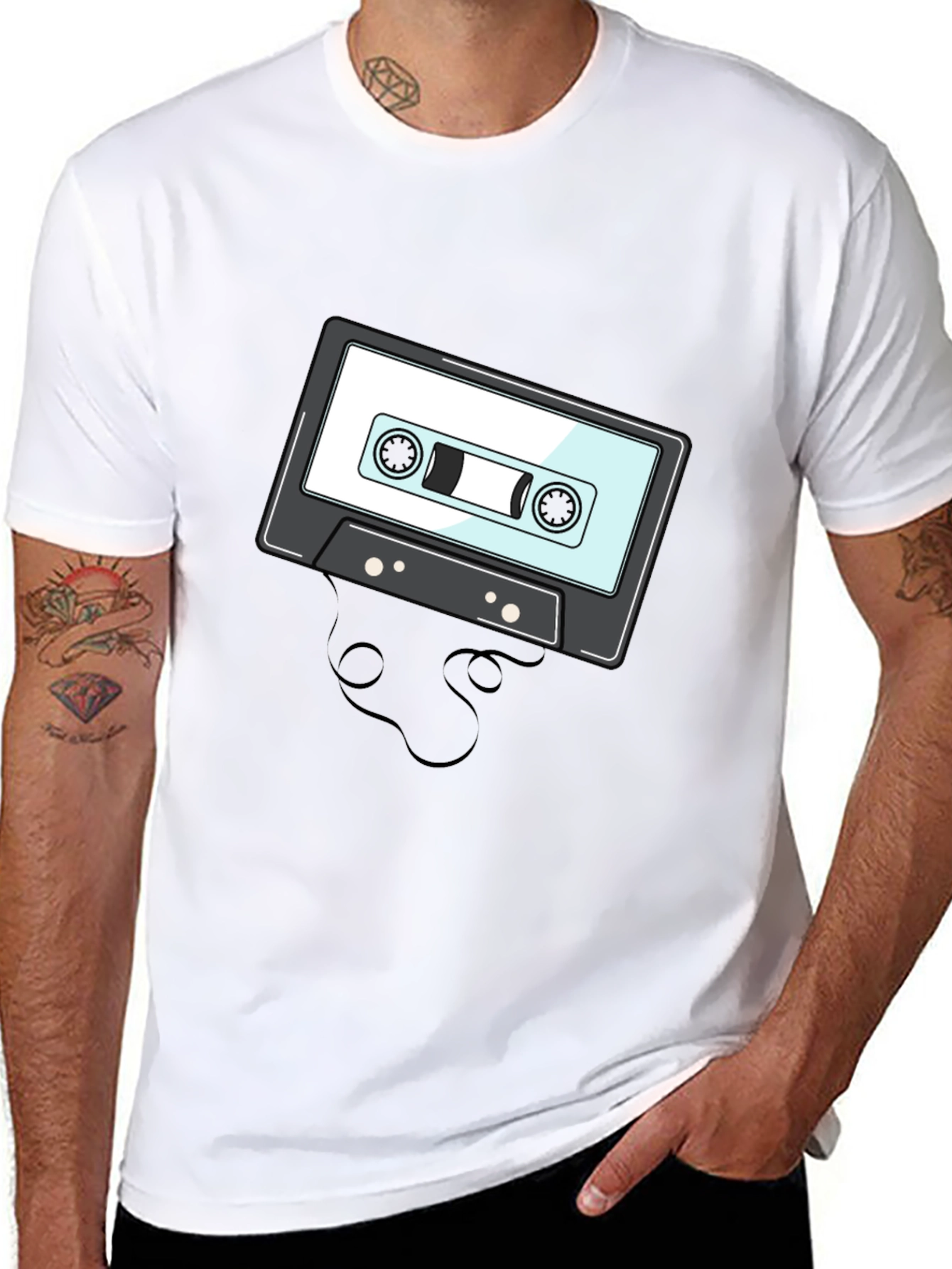 Black Retro Cassette Tape Graphic T-Shirt view 8