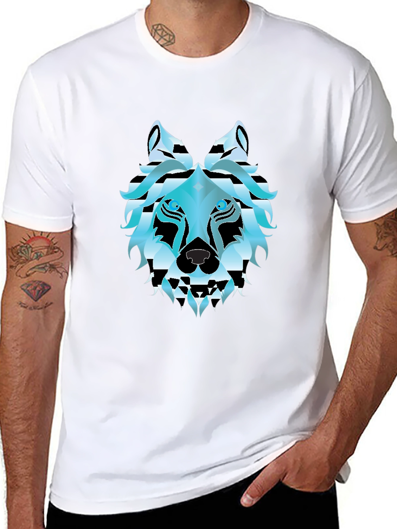 Black Cool Wolf Graphic T-Shirt - Black view 8