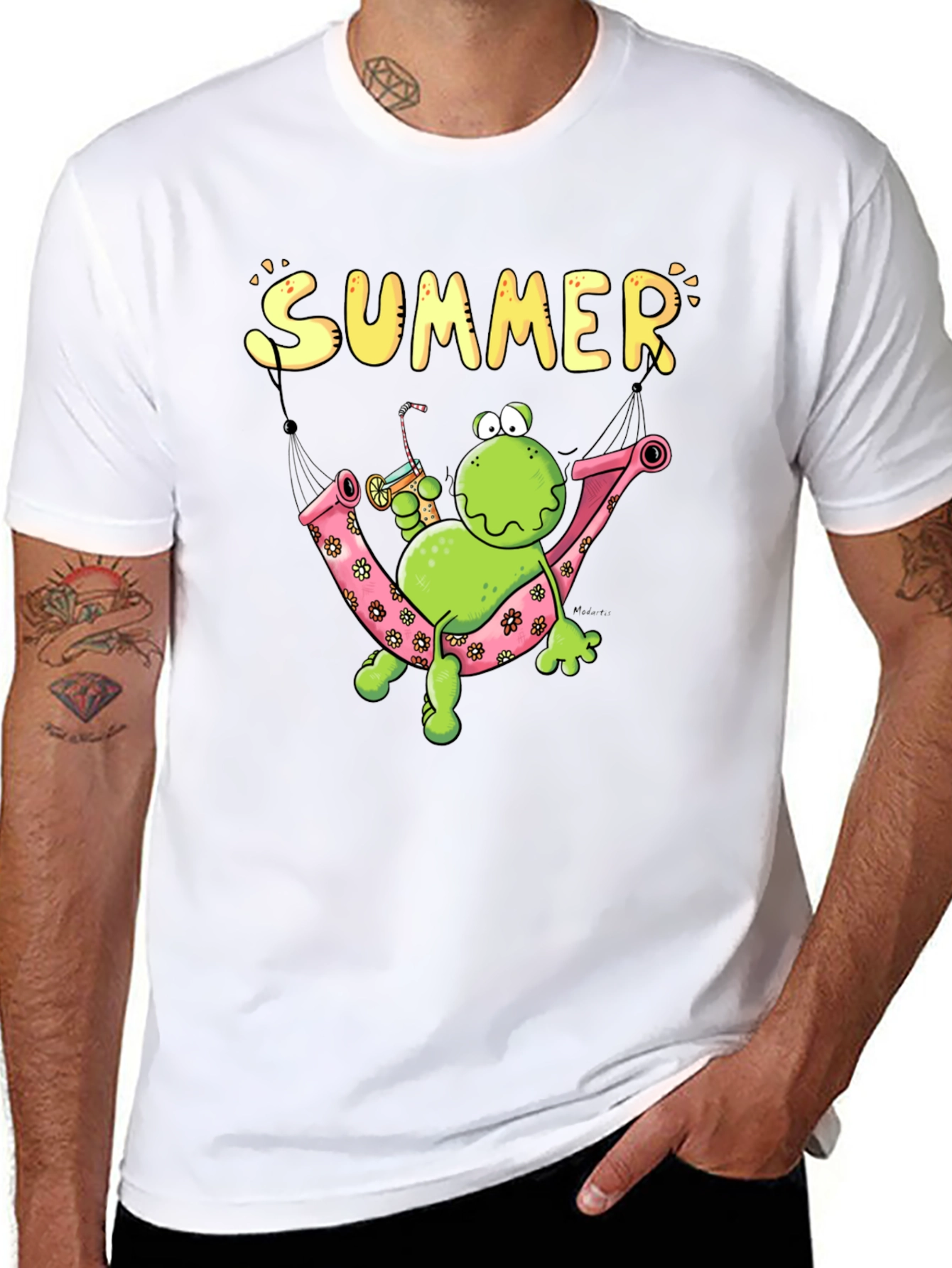 Black Summer Frog Hammock Graphic Tee view 8