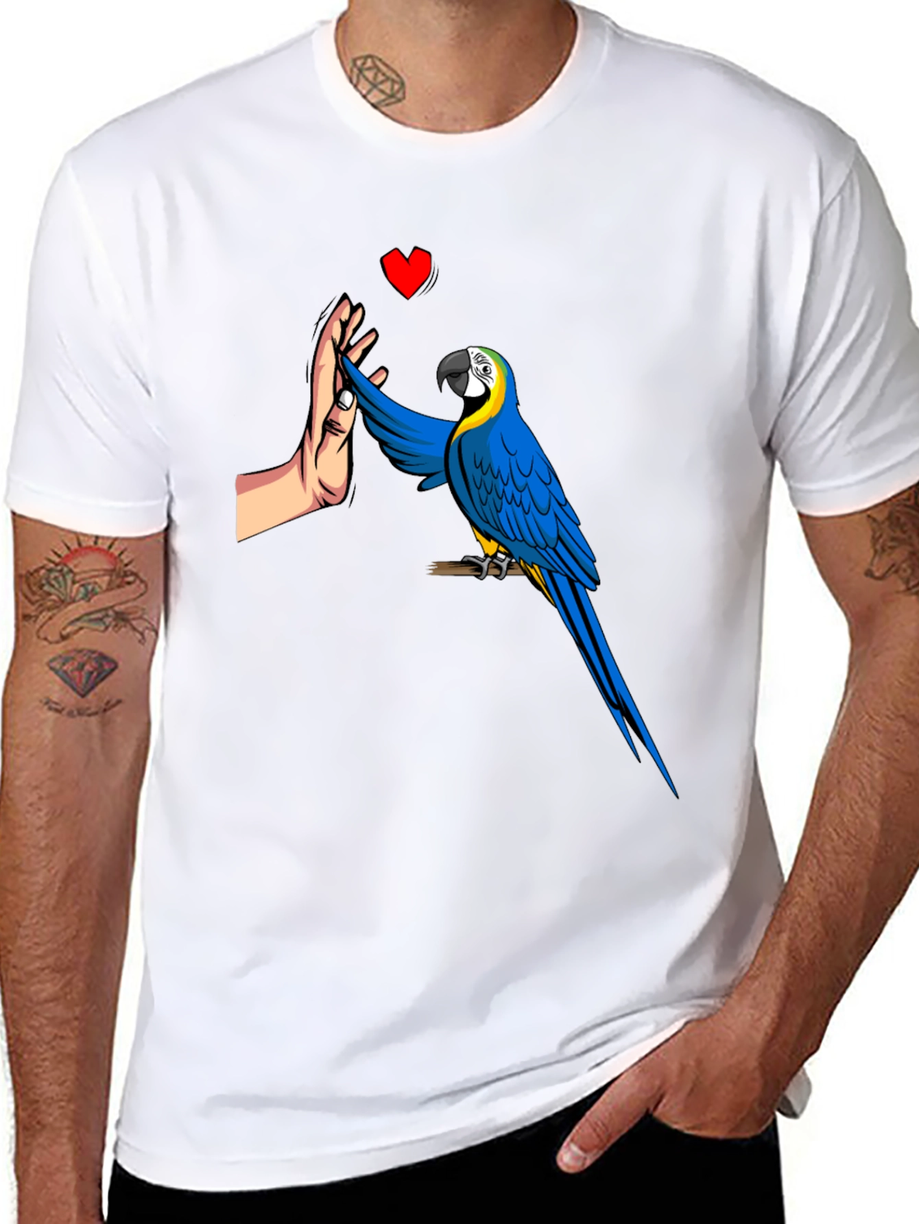 Black Parrot High Five Graphic Tee - Men's Black T-Shirt view 8