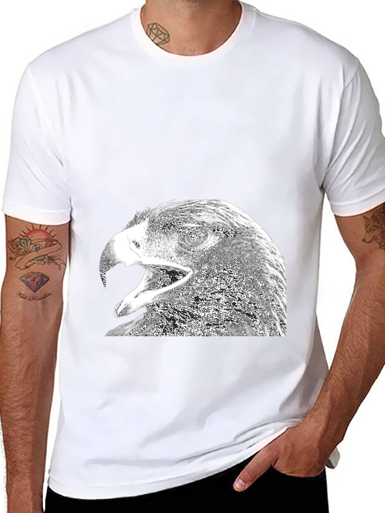 Black Eagle Graphic Print Black T-Shirt for Men view 8