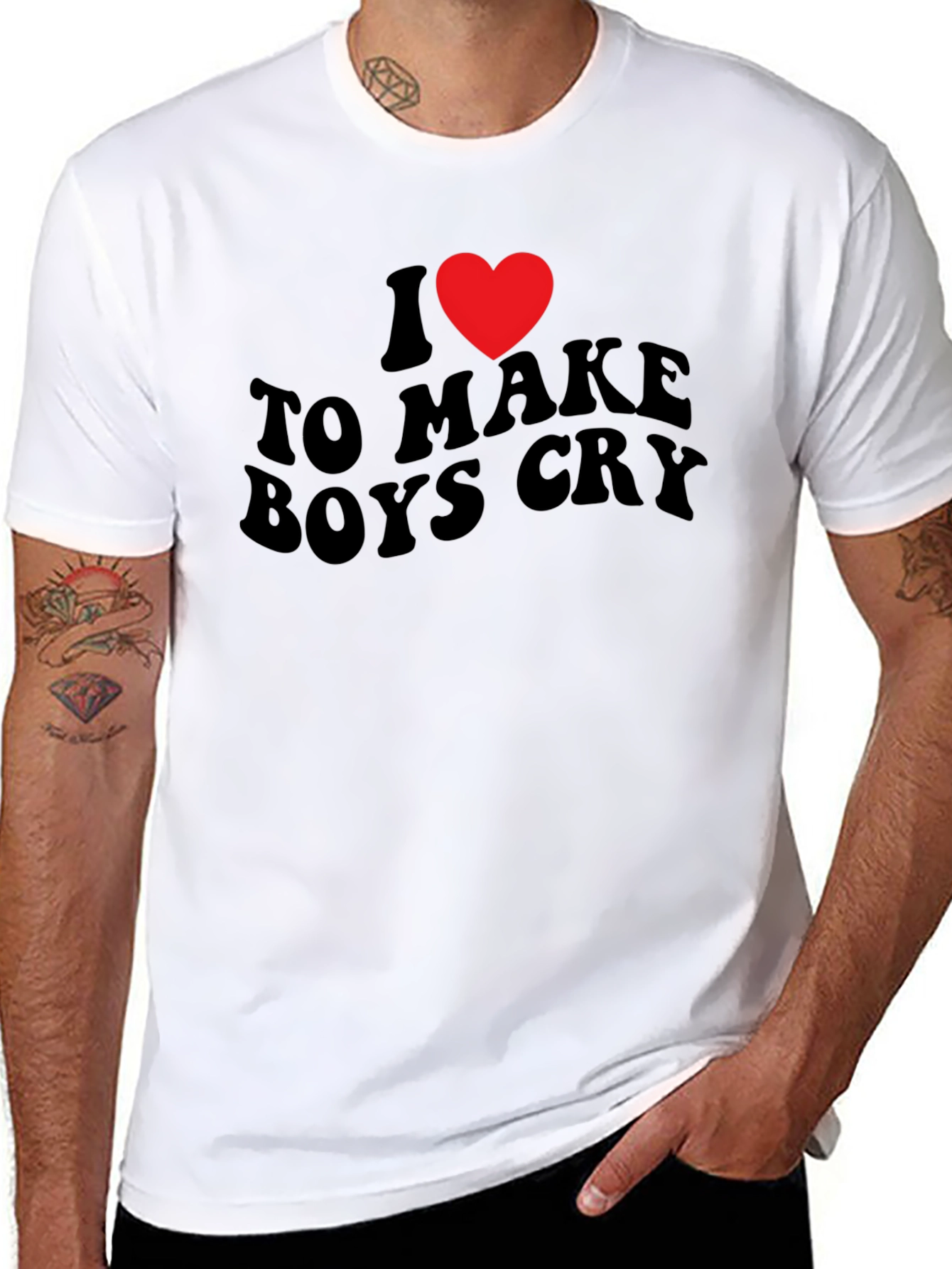 Black I Heart to Make Boys Cry T-Shirt view 8