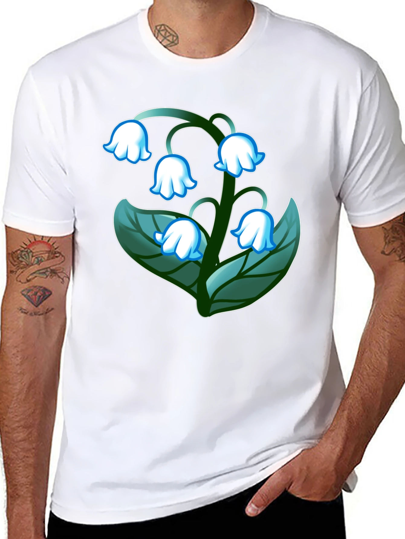 Black Lily of the Valley Graphic Tee - Black Cotton Blend view 8