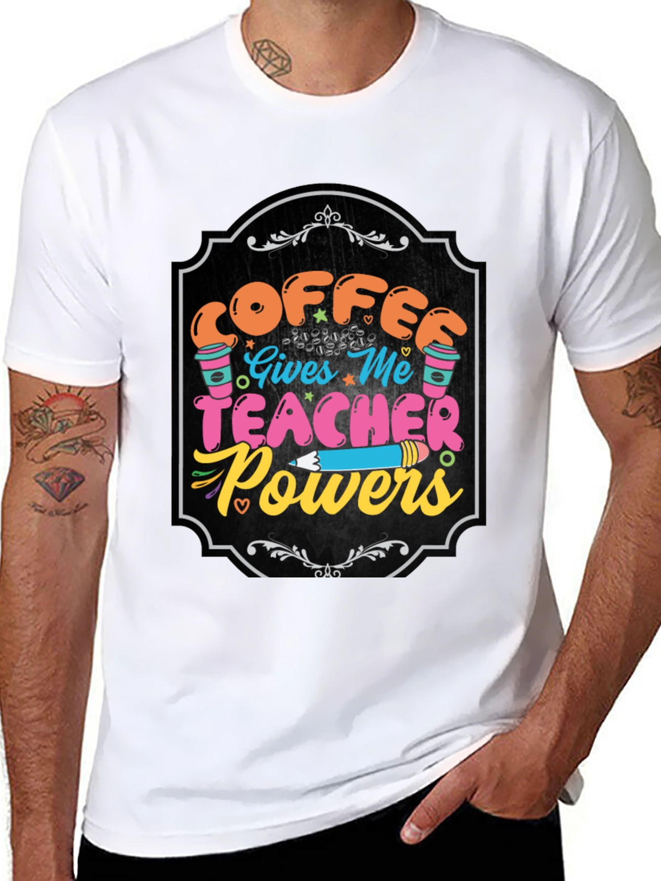 Black Coffee Gives Me Teacher Powers Graphic Tee view 8