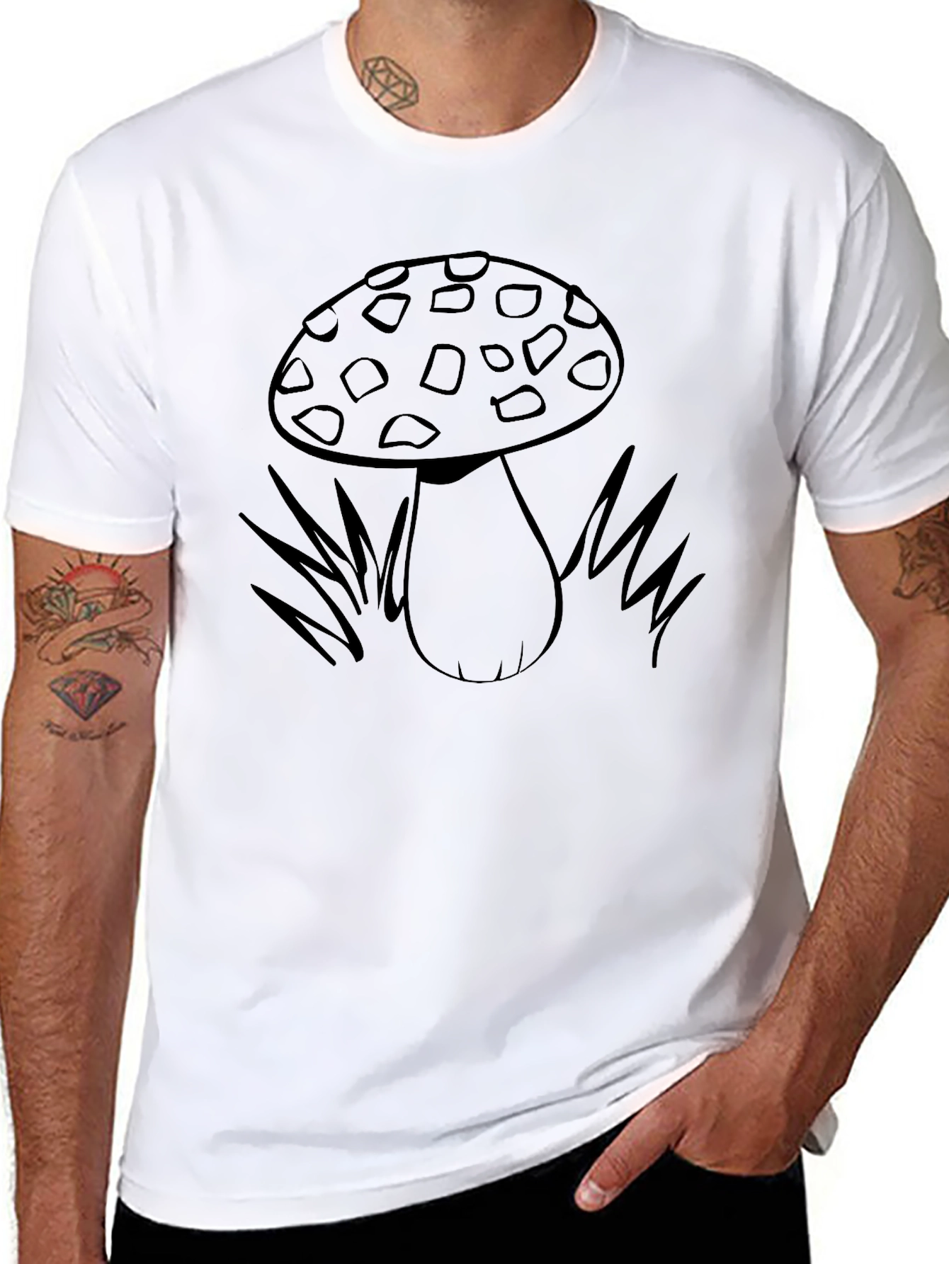 Black Mushroom Graphic Print Black Tee view 8
