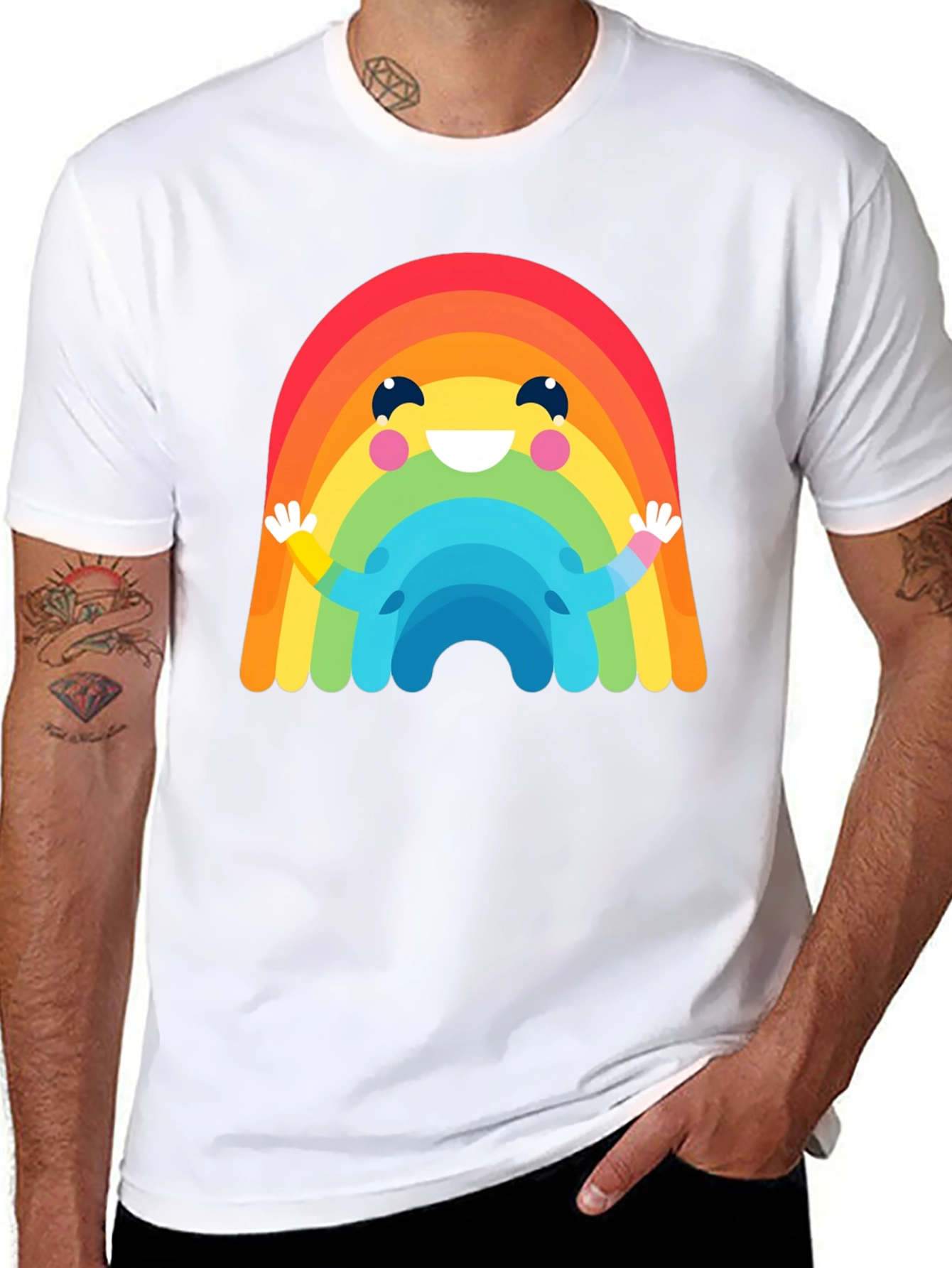 Black Rainbow Character Graphic Black T-Shirt view 8