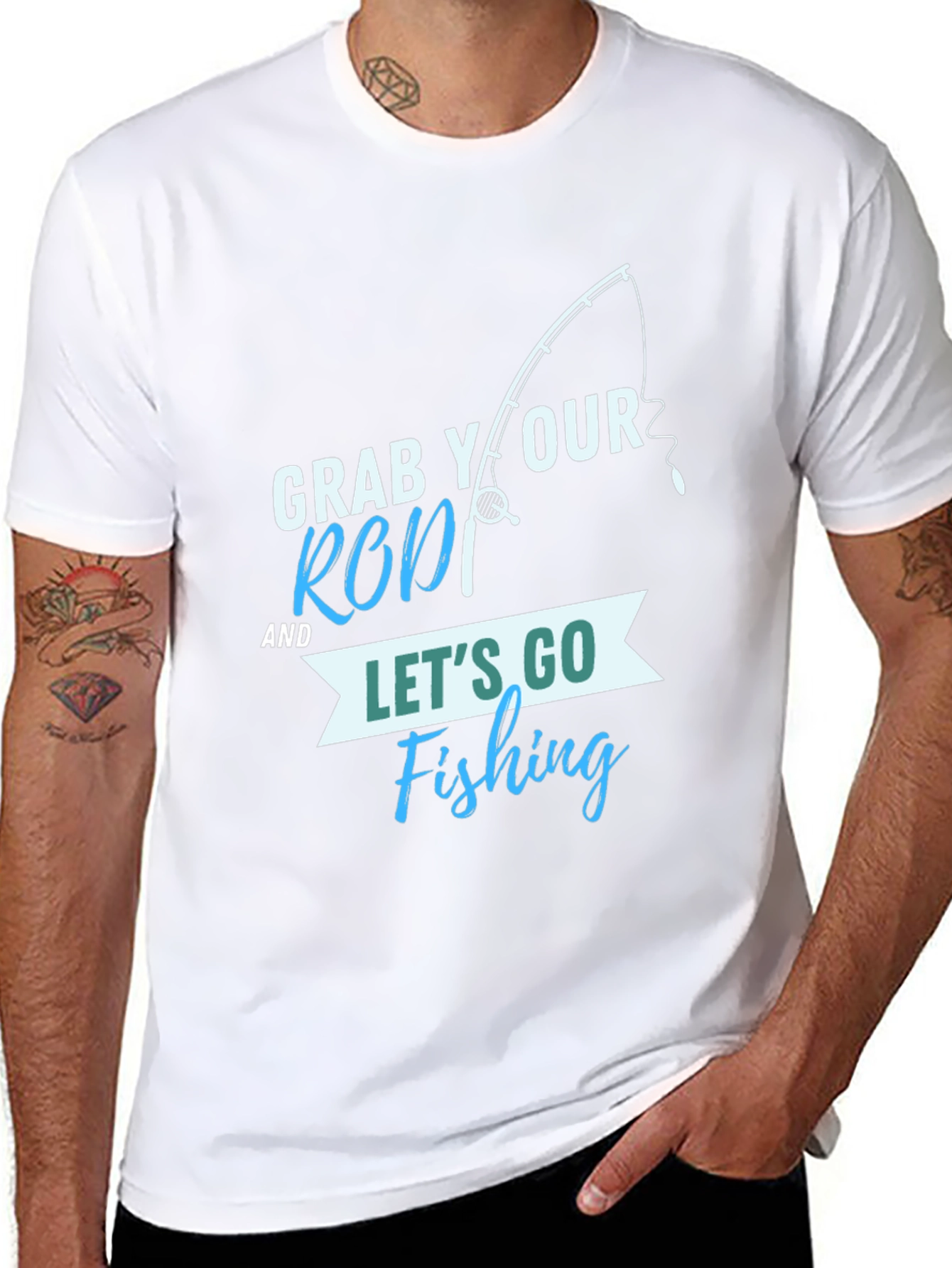 Black Fishing T-Shirt: Grab Your Rod & Let's Go! view 8