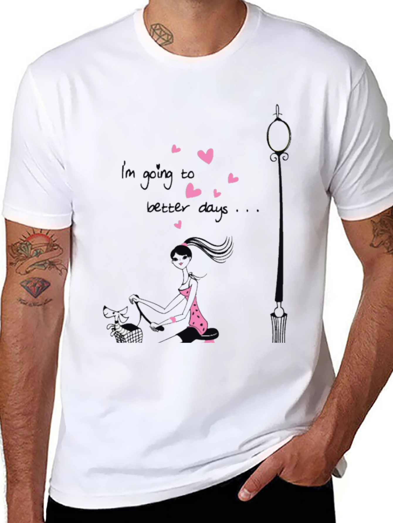 Black Whimsical Girl Graphic Tee - Black Cotton Blend view 8