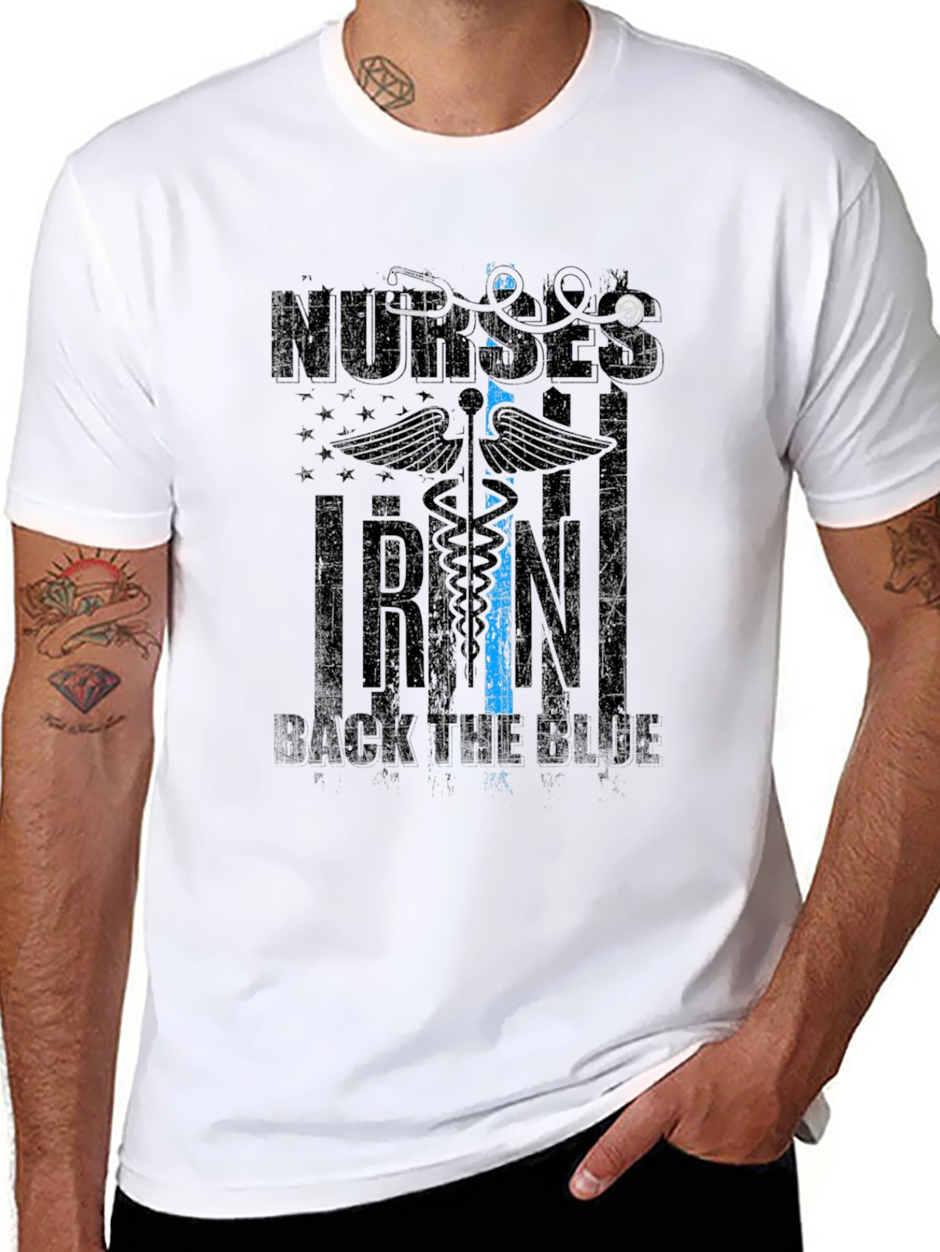 Black Nurses Back the Blue Graphic Tee - Unisex view 8
