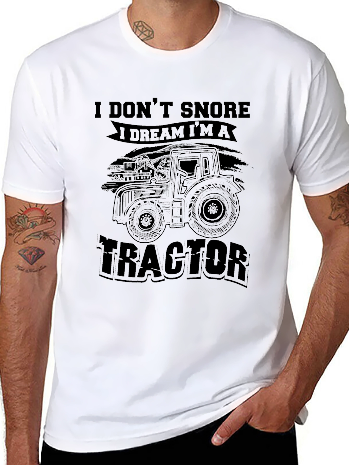 Black I Don't Snore I Dream I'm A Tractor T-Shirt view 8
