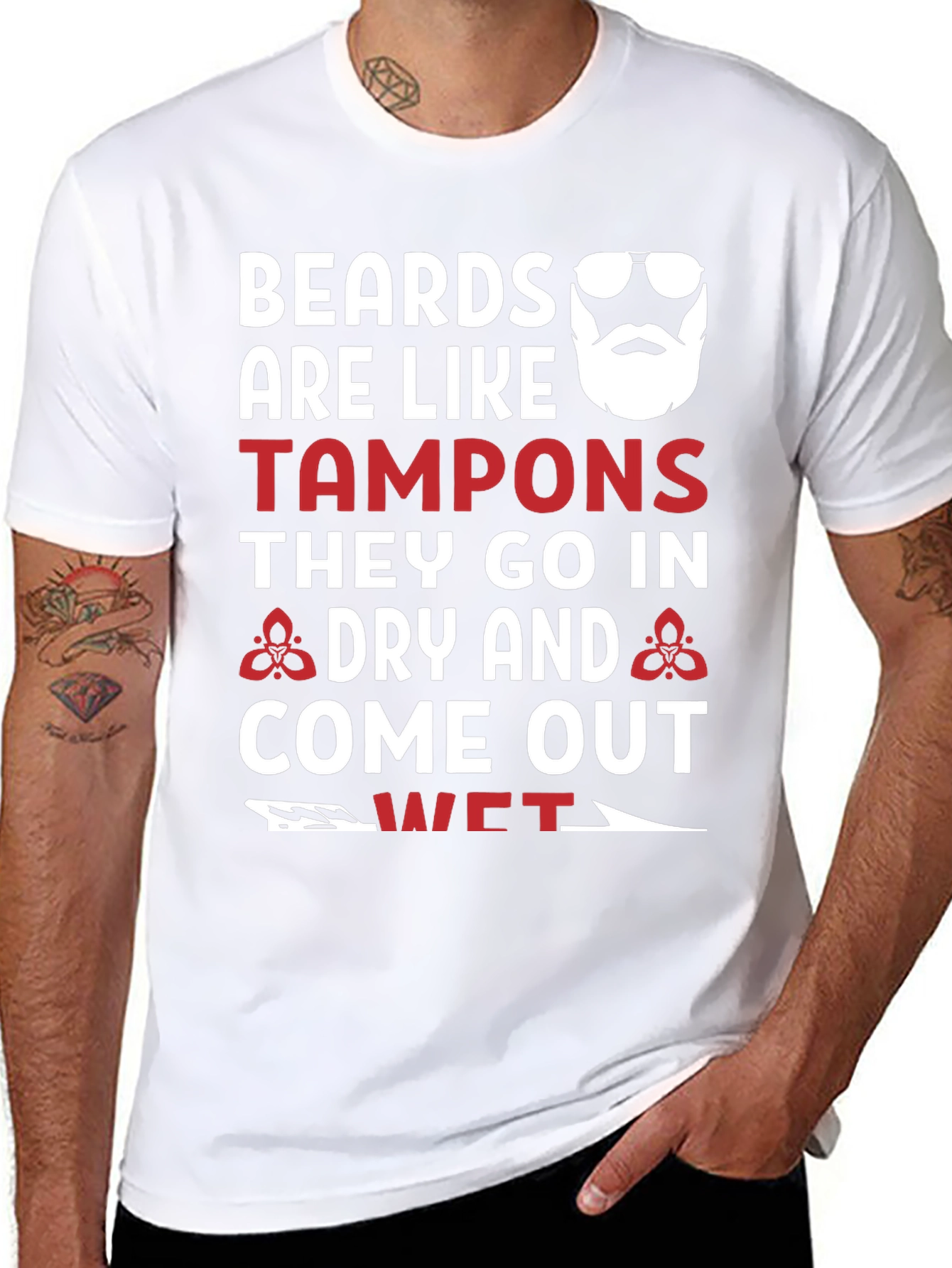 Black Beards Like Tampons Graphic Tee - Funny Men's T-Shirt view 8