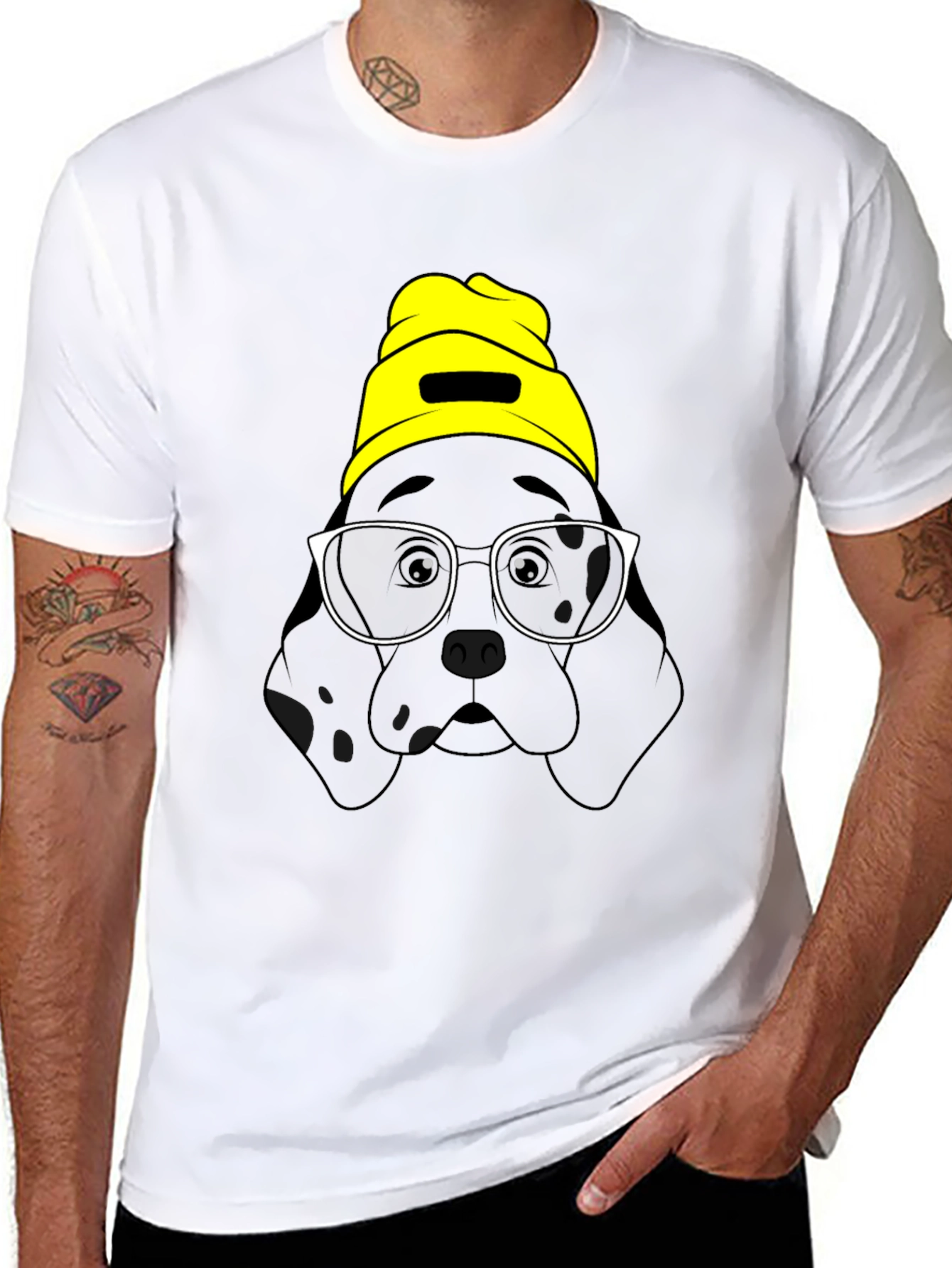 Black Dog in Beanie Graphic T-Shirt view 8