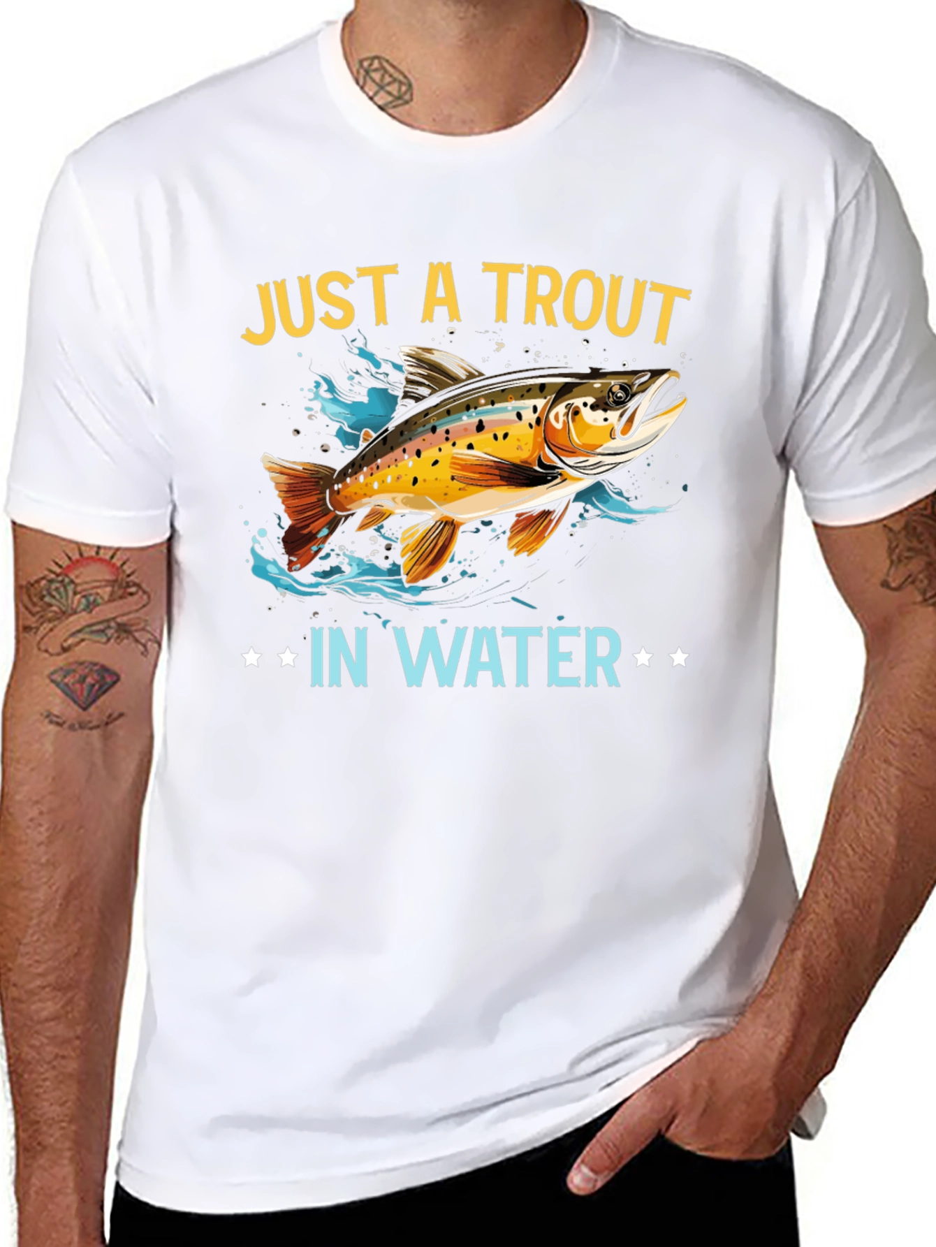 Black Just a Trout in Water Graphic T-Shirt view 8