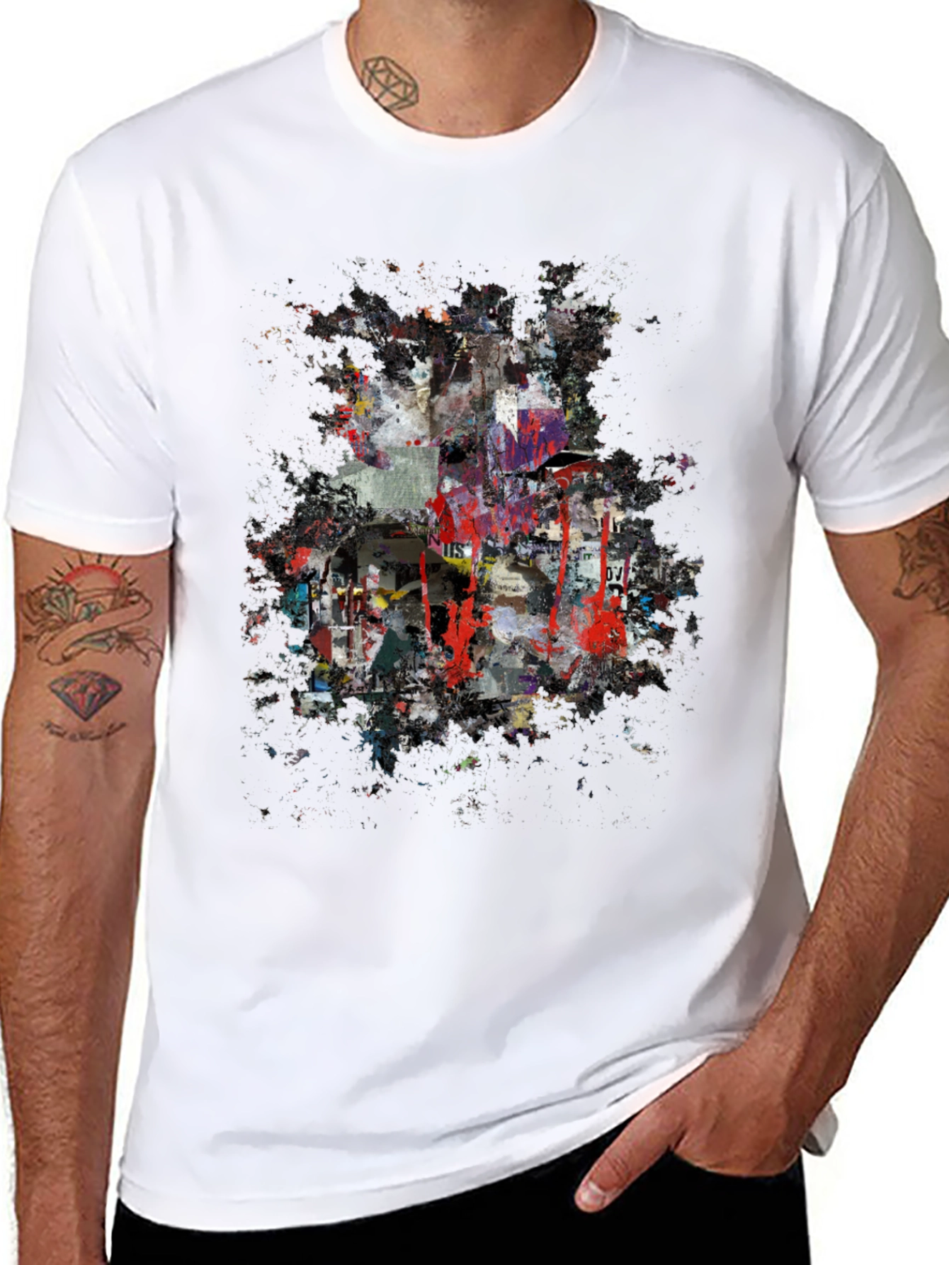 Black Abstract Art T-Shirt - Modern Graphic Tee view 8