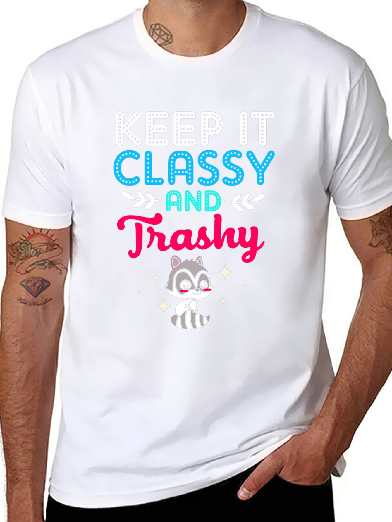 Black Keep It Classy and Trashy Raccoon T-Shirt view 8