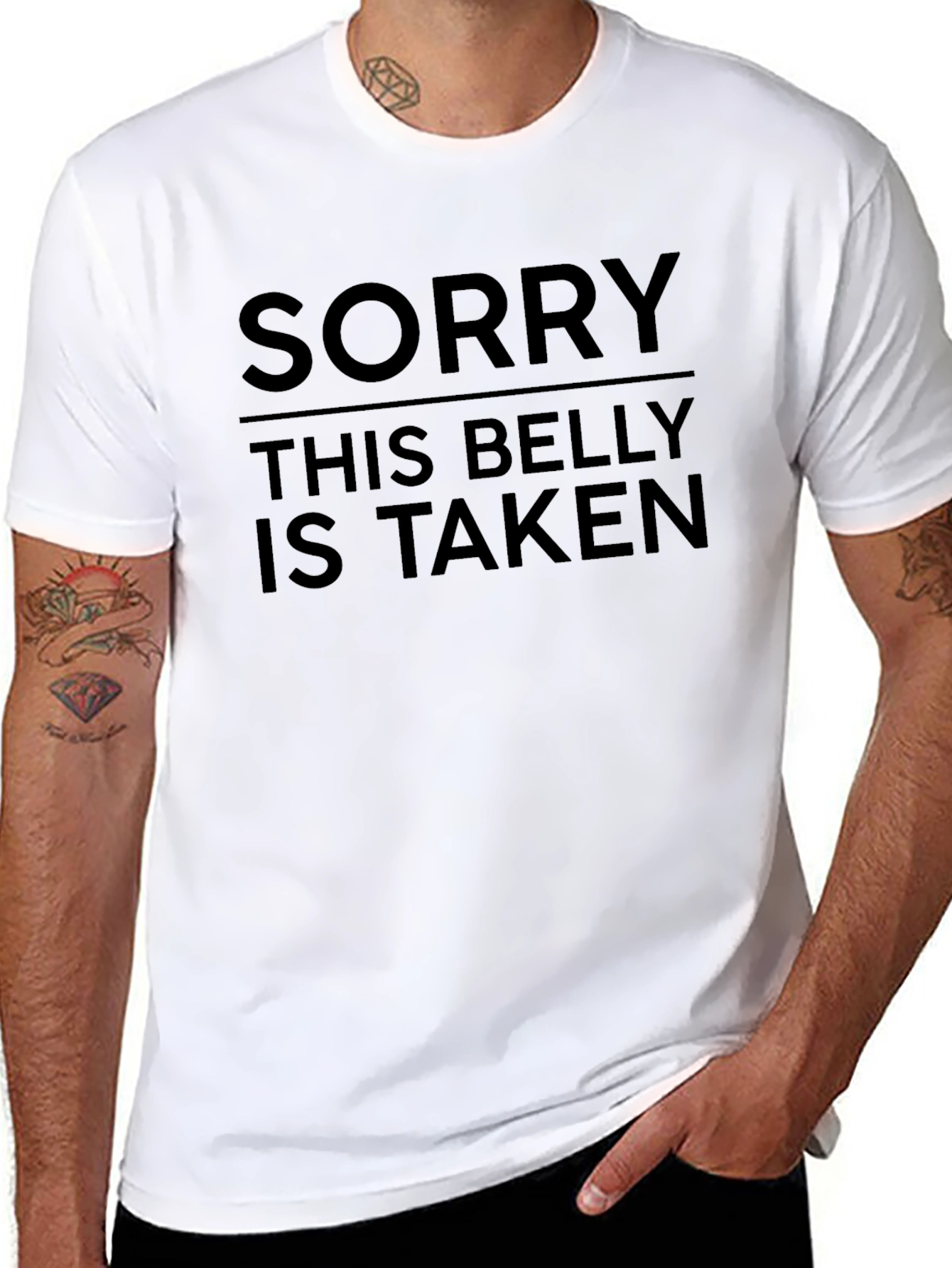Black Funny 'Sorry This Belly Is Taken' Graphic T-Shirt view 8