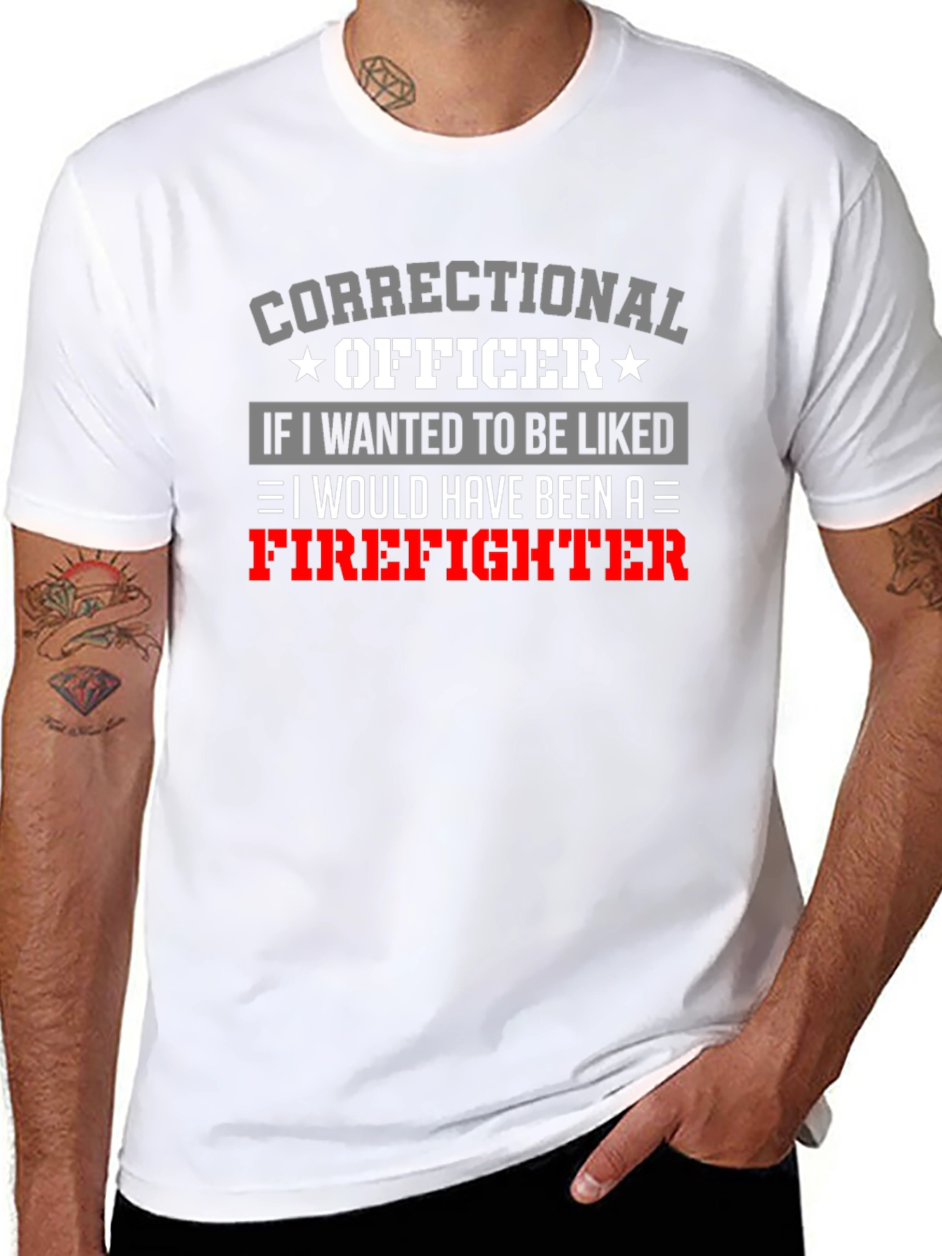 Black Correctional Officer Firefighter Graphic T-Shirt view 8