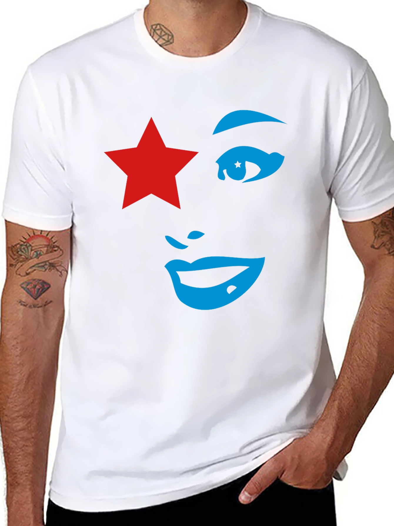 Black Star Face Graphic Tee - Unique Style view 8