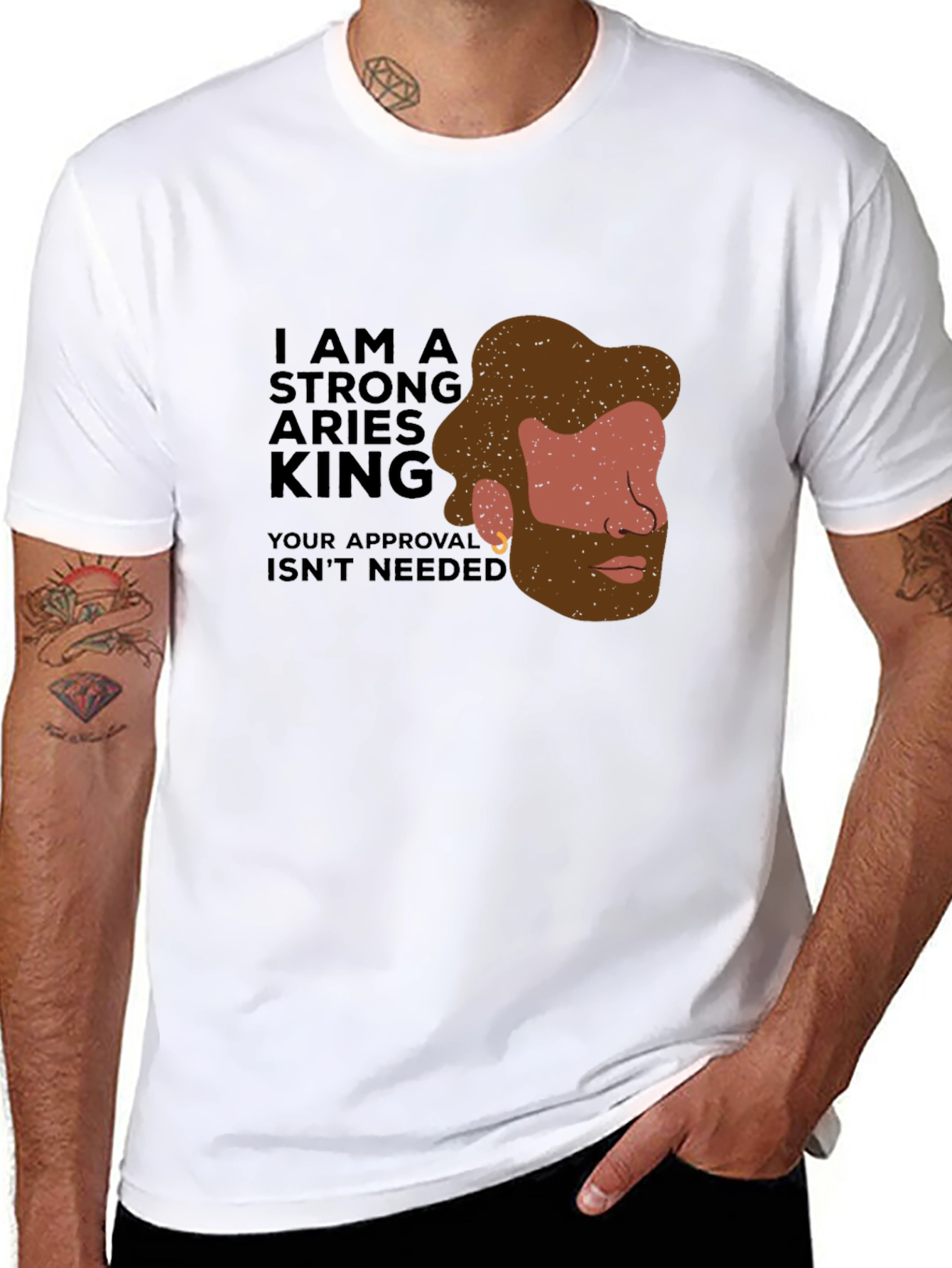 Black Strong Aries King Black Graphic Tee view 8