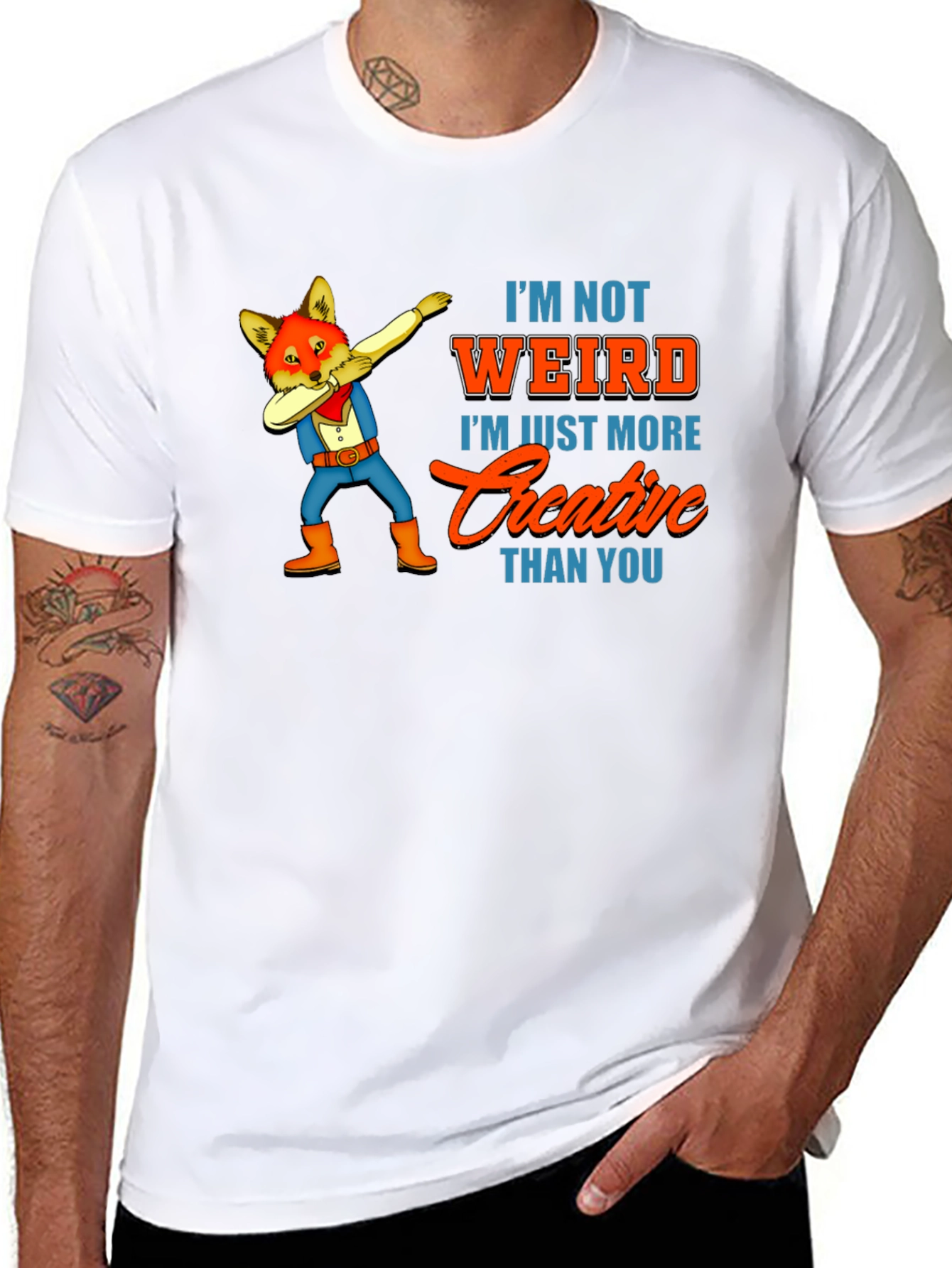 Black Creative Fox Dab T-Shirt - Unique Funny Tee view 8