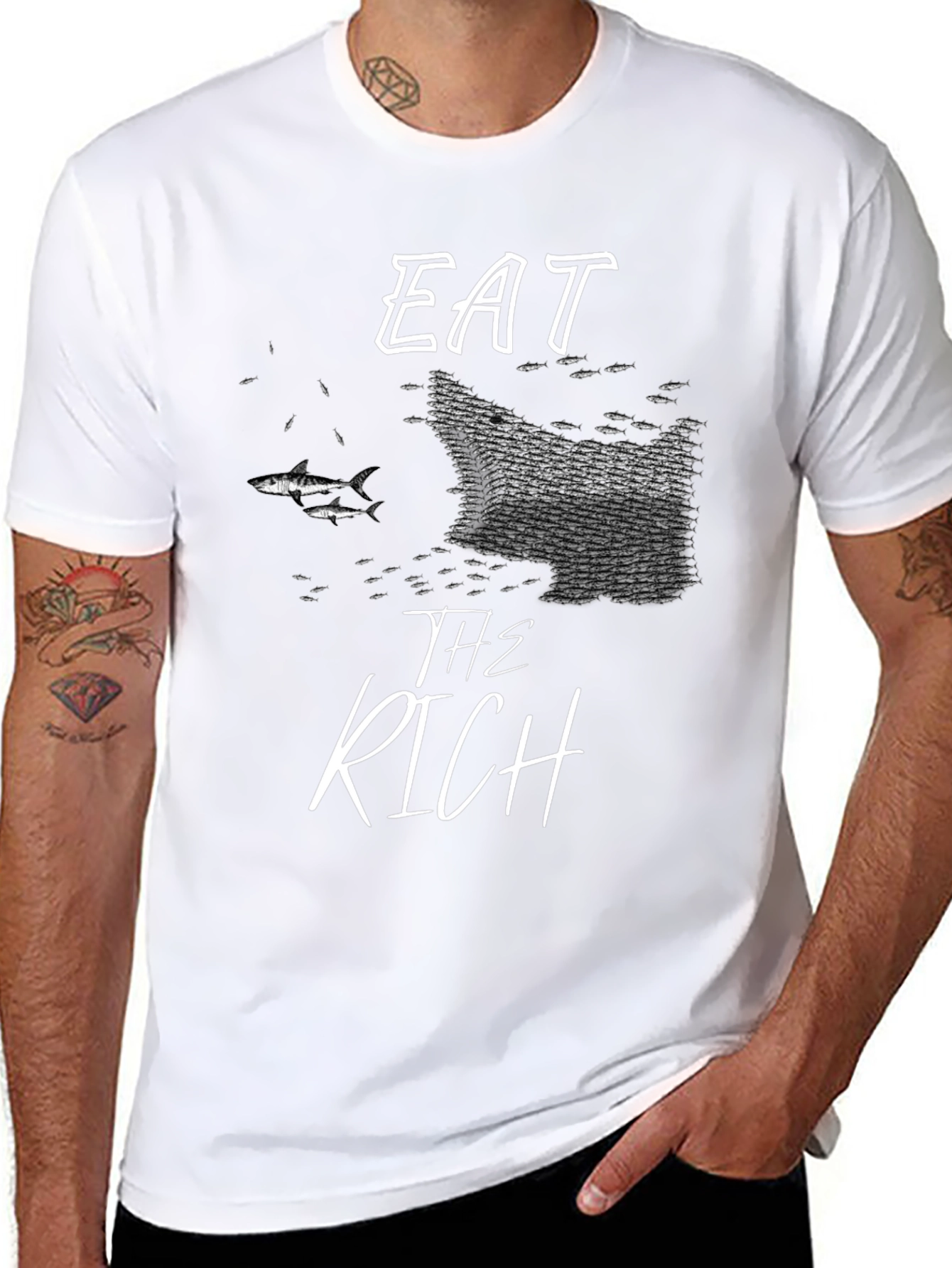 Black Eat The Rich Graphic T-Shirt - Statement Tee view 8