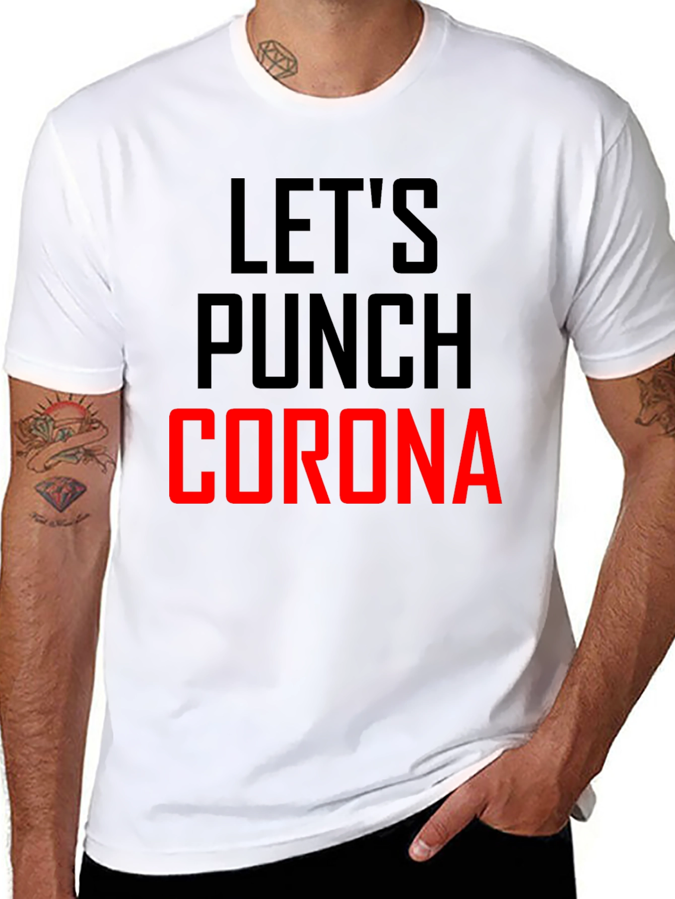 Black Let's Punch Corona Black Graphic T-Shirt view 8