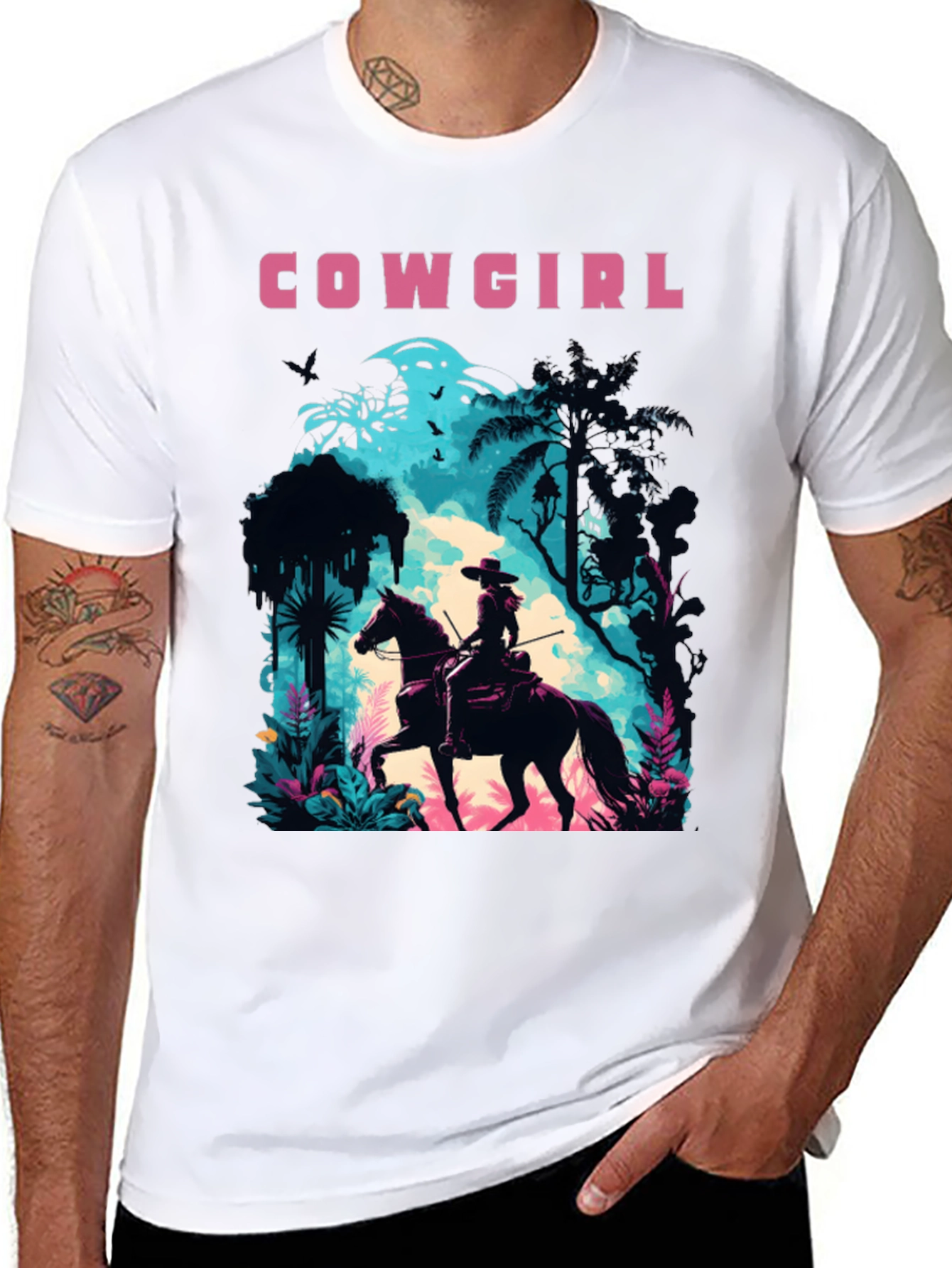 Cowgirl Graphic Tee - Unisex Black T-Shirt - 8