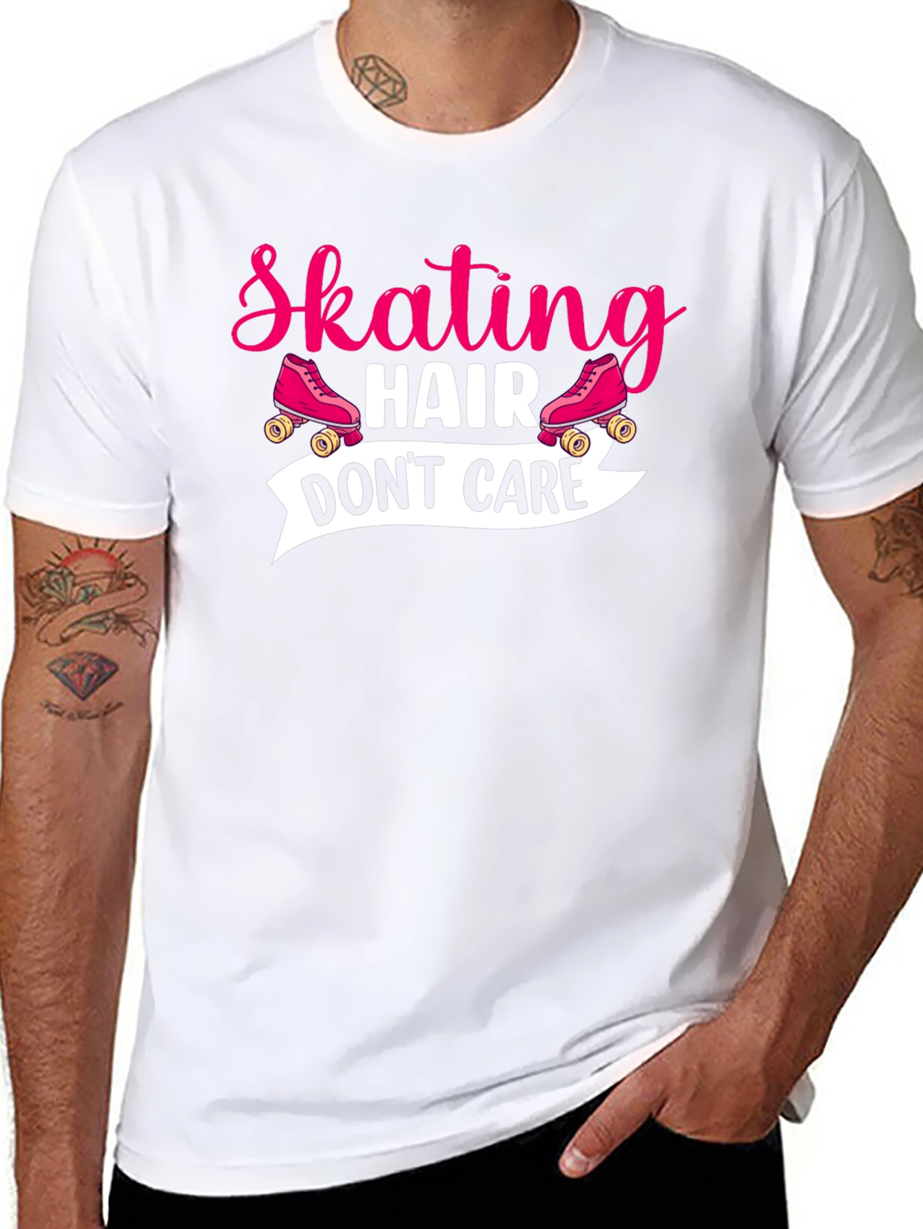 Black Skating Hair Don't Care T-Shirt view 8
