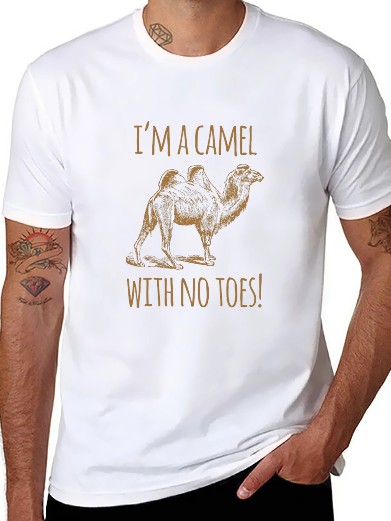 Black Funny Camel No Toes Black Graphic T-Shirt view 8